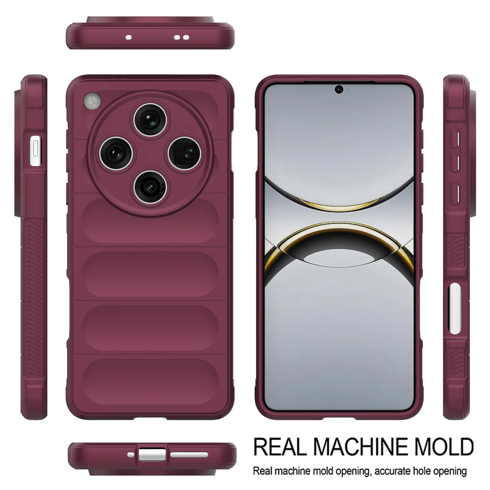 DL3 Mobilak Flexible Silicone and TPU Protective Case with Camera Protection for OPPO Find X8 Pro - Wine Red