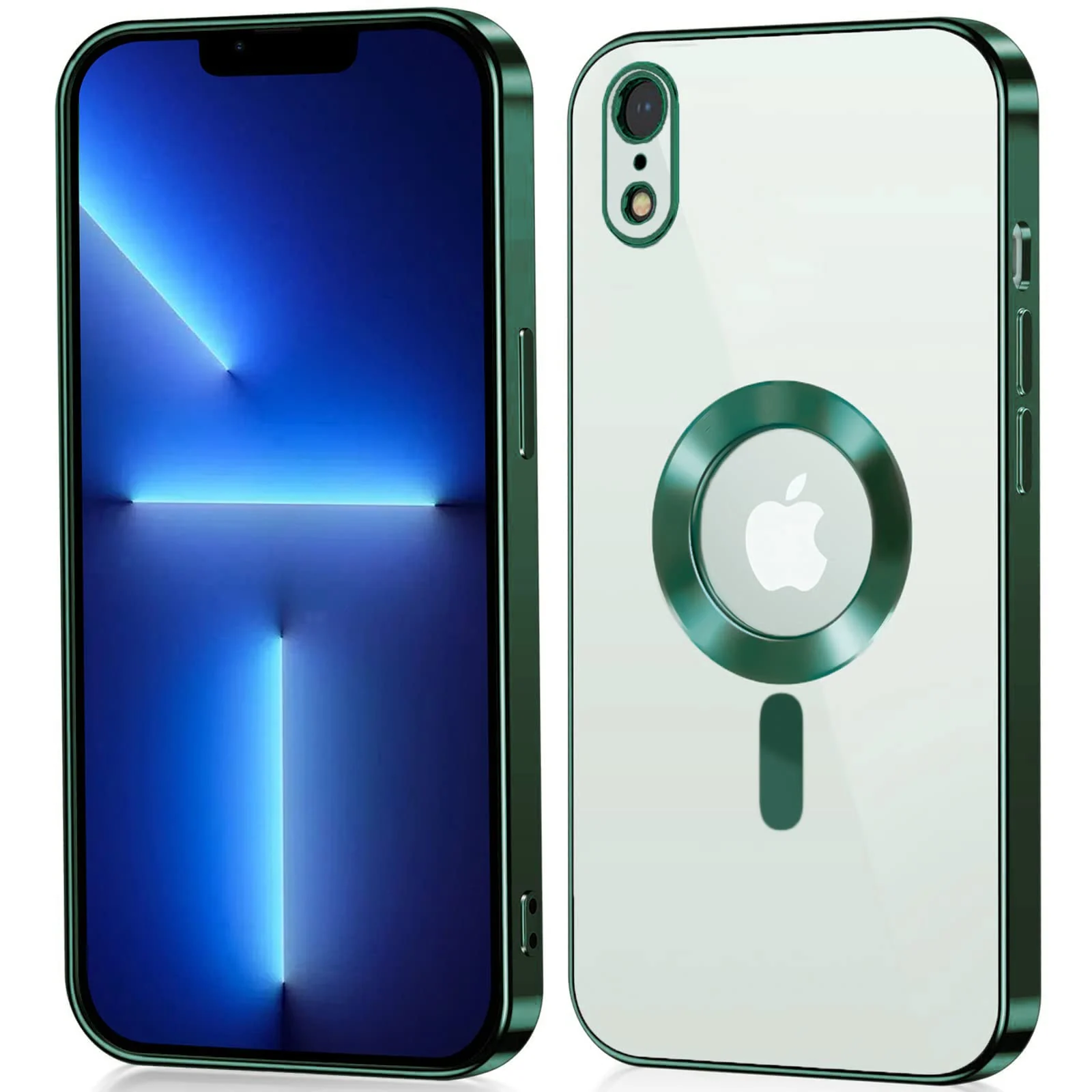 DL3 Mobilak Clear MagSafe-Compatible TPU Case and Camera Lens Protector for iPhone XR - Green