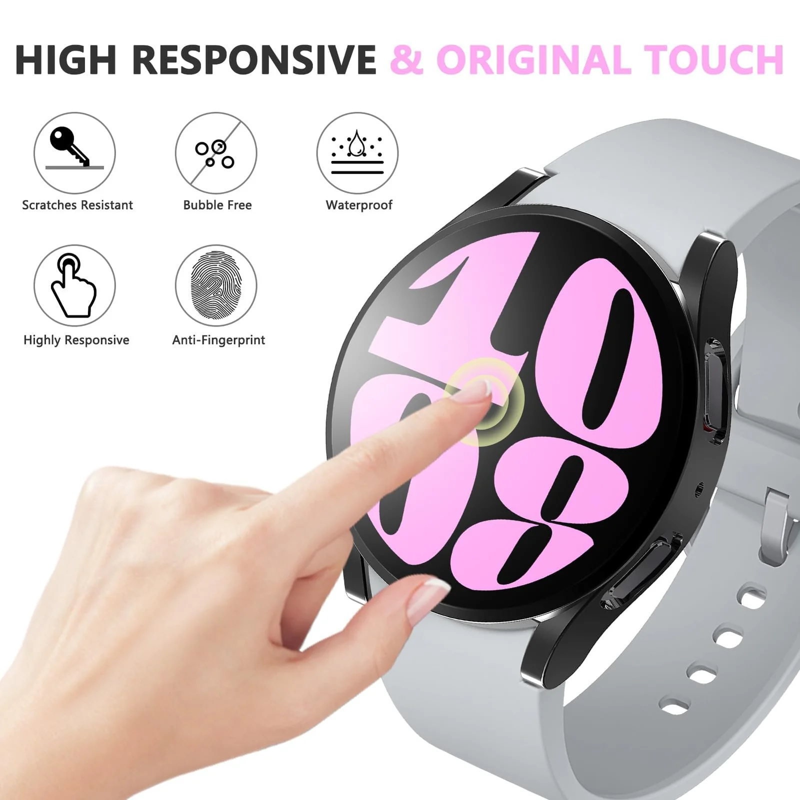 DL3 Mobilak Screen Protector Case for Samsung Galaxy Watch 6 44mm, Flexible TPU Cover Shockproof Protective Case Plated Bumper Shell Galaxy Watch 6 44mm - Black