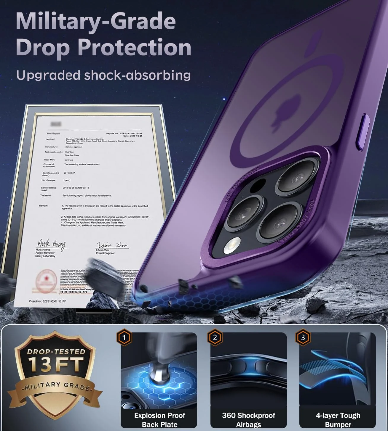 DL3 MOBILAK Protective Phone Case for Apple iPhone 16 Pro Max - Purple
