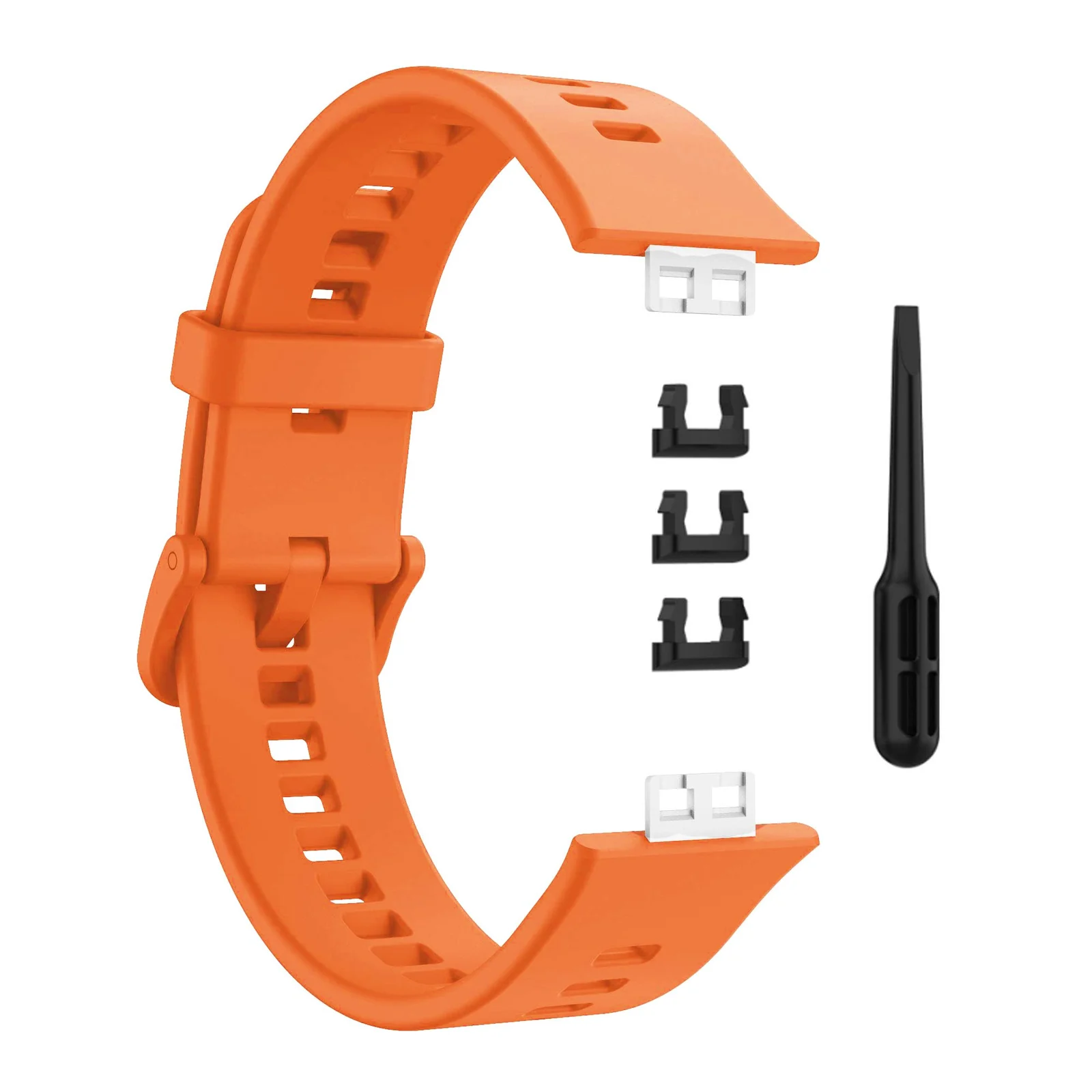 DL3 Mobilak Silicone Strap for Huawei Watch Fit, Soft Band Ultra-Light Waterproof Durable Adjustable Replacement Wristband - Orange