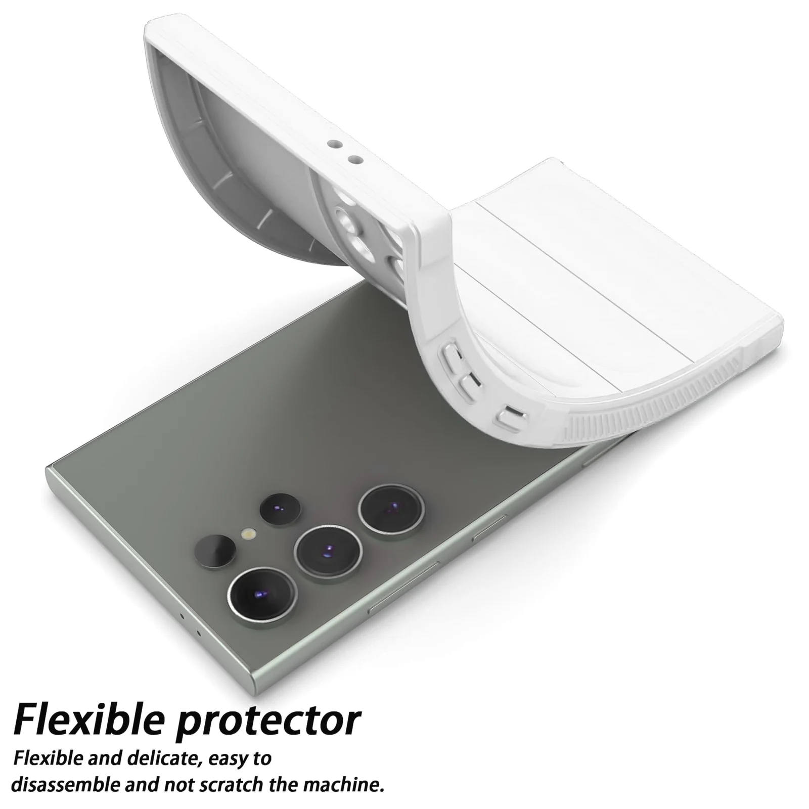 DL3 Mobilak Soft Silicone Protective Case for Samsung Galaxy S23 Ultra with Camera Protection and Shockproof Design - White