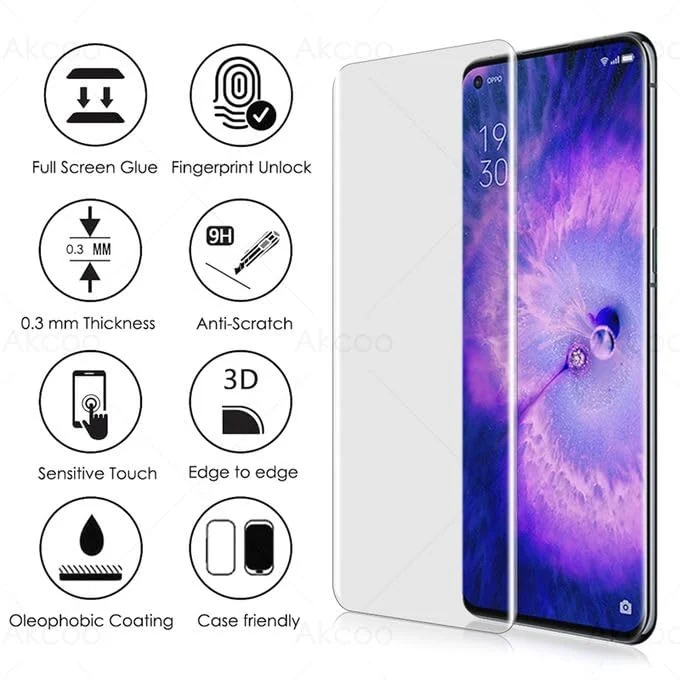 DL3 Mobilak OPPO Find X5 Pro 5G Screen Protector [Liquid UV Tempered Glass] Full Screen adhesive [Sensitive Touch][Fingerprint Sensor Compatible] HD - Clear