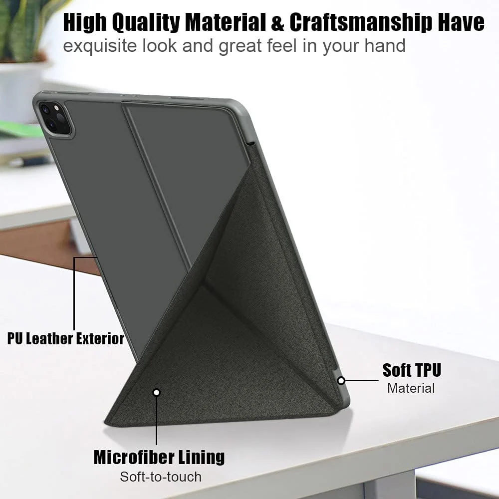 DL3 Mobilak Compatible with iPad Pro 11 Inch Case 2022(4th Gen)/2021(3rd Gen)/2020(2nd Gen) Case, Smart Stand, Pencil Holder, Shockproof Slim Lightweight Leather Cover, Modern Abstract Design - Grey