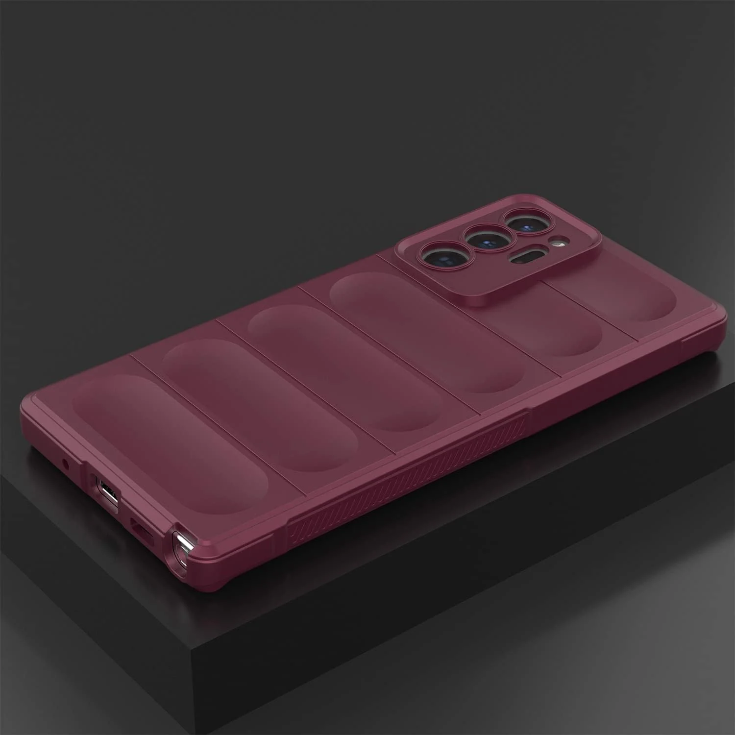 DL3 Mobilak Flexible Silicone and TPU Protective Case with Camera Protection for Samsung Galaxy Note 20 Ultra - Wine Red
