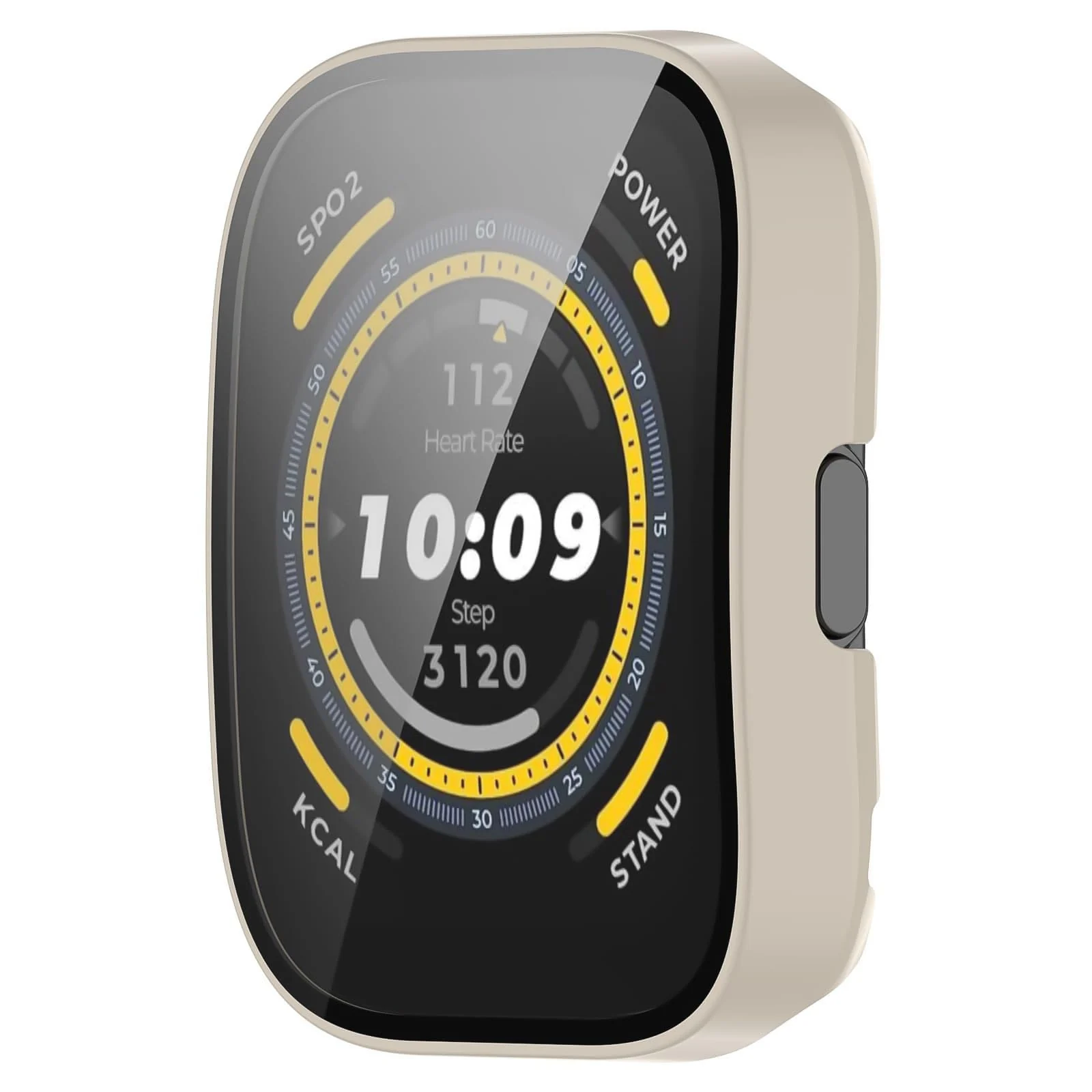 DL3 Mobilak Case with Screen Protector for Amazfit Bip 5, Bumper Full Coverage Hard PC Overall Protective Cover, Built-in Tempered Glass Film High Sensitivity For Amazfit Bip 5 (A2215) - Ivory White