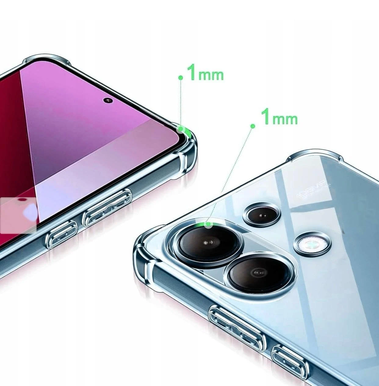 DL3 Mobilak Case Compatible with Xiaomi Redmi Note 13 4G, Cover Silicone TPU Gorilla Anti-shock Protector Camera Shockproof Corners - Clear