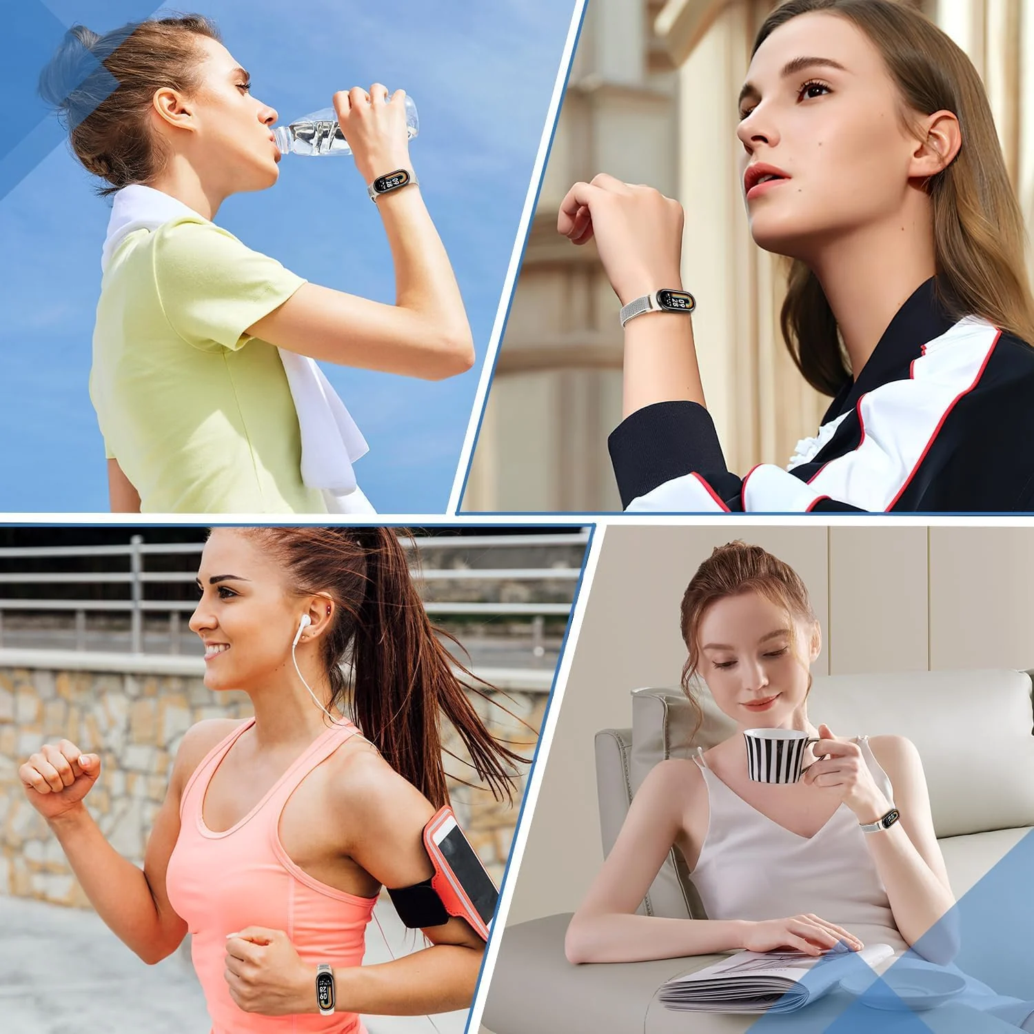 DL3 Mobilak Nylon Sport Band Compatible with Xiaomi Mi Band 10/9/8 for Women Men, Soft Adjustable Breathable Sport Loop Watch Strap Replacement Wristband for Xiaomi Smart Band 8/9/10 - Light Yellow
