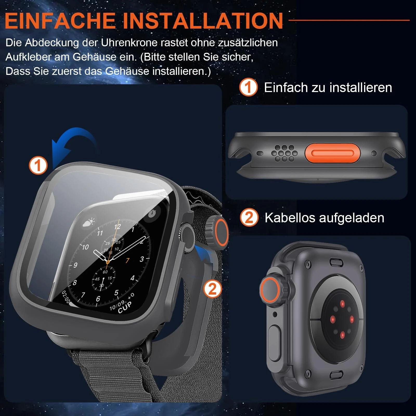 DL3 Mobilak for Apple Watch 45mm Screen Protector Case, [Looks Like Ultra Protector Case] Built-in Tempered Glass Screen Unique Design Case Cover for iWatch 45mm Series 9 8 7 - Original Black