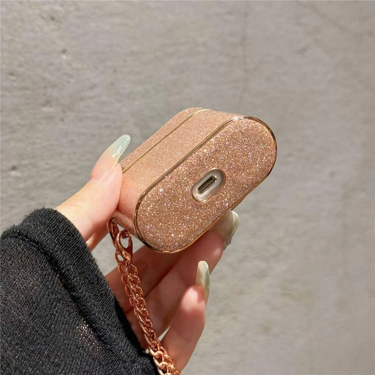 DL3 Mobilak DL3 Mobailk Compatible with AirPods 3 Cute Sparkle Bling Shiny Case for Girls Women, Premium Glitter Protective Cover for AirPod 3rd Generation 2021 with Metal Chain & Removal Tool - Rose Gold