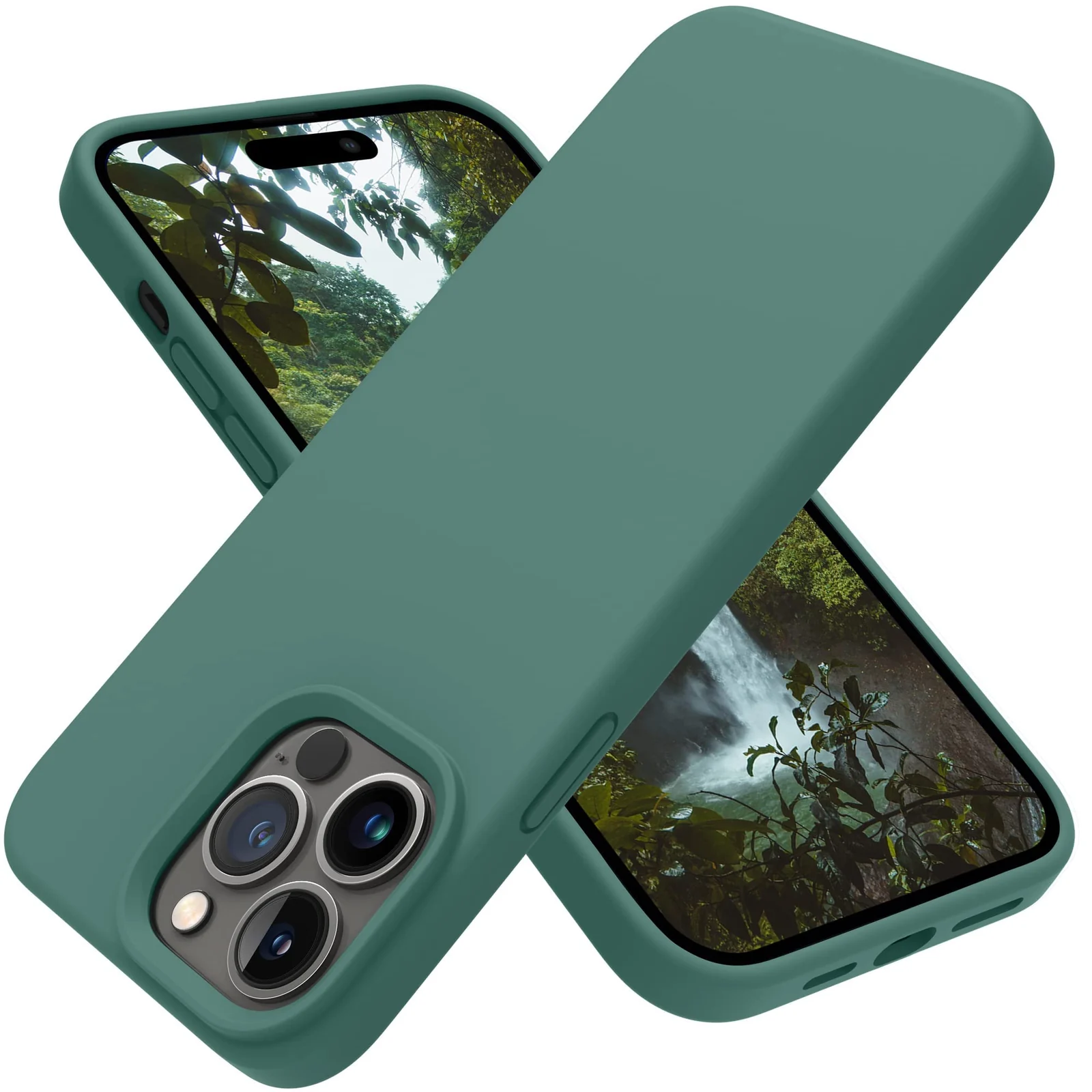 DL3 Mobilak Liquid Silicone Protective Case with Soft Microfiber Lining for iPhone 12 / 12 Pro (6.1 Inch) - Pine Green