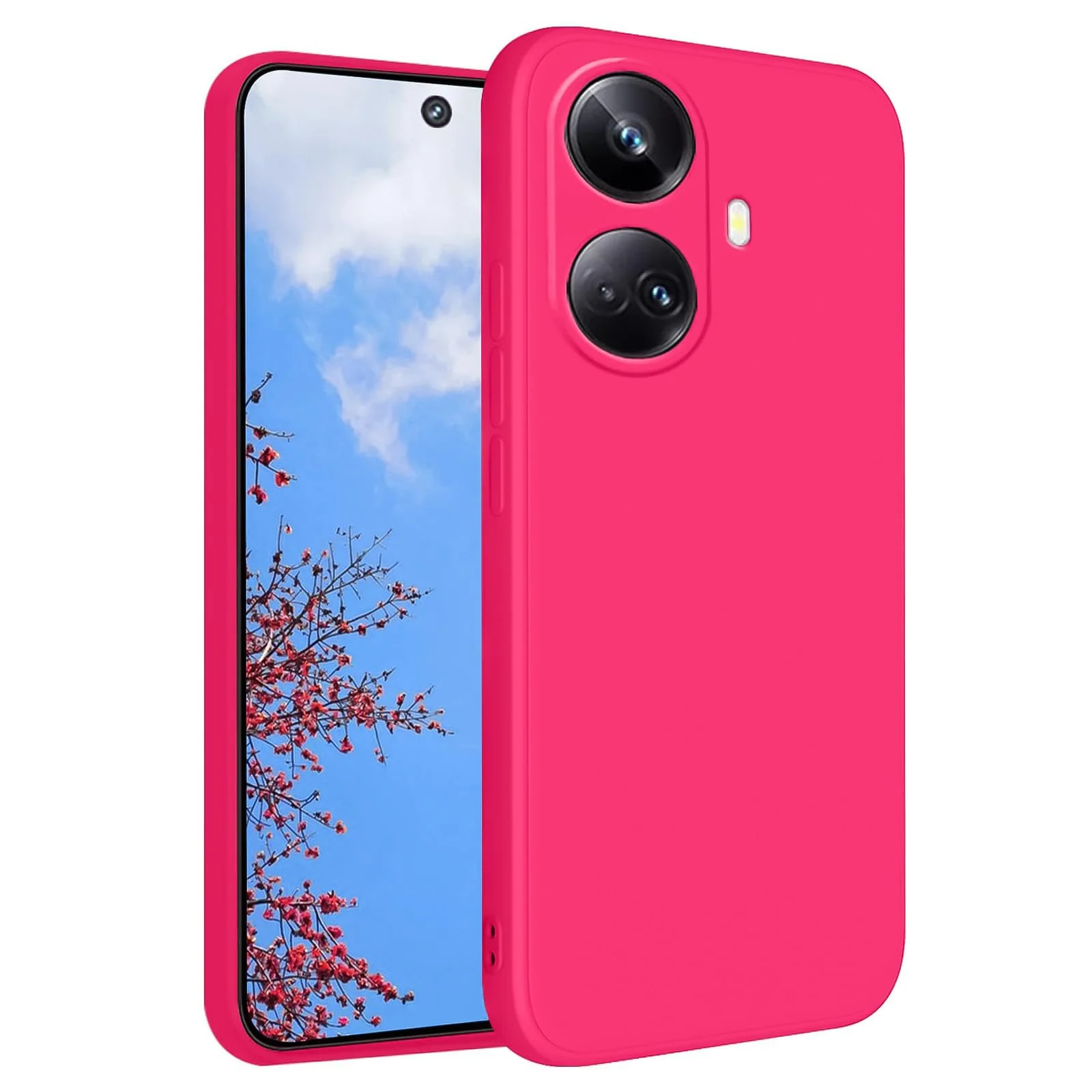 DL3 Mobilak Soft Silicone Protective Case for realme 10 pro plus with Microfiber Lining and Shockproof Design - Hot Pink