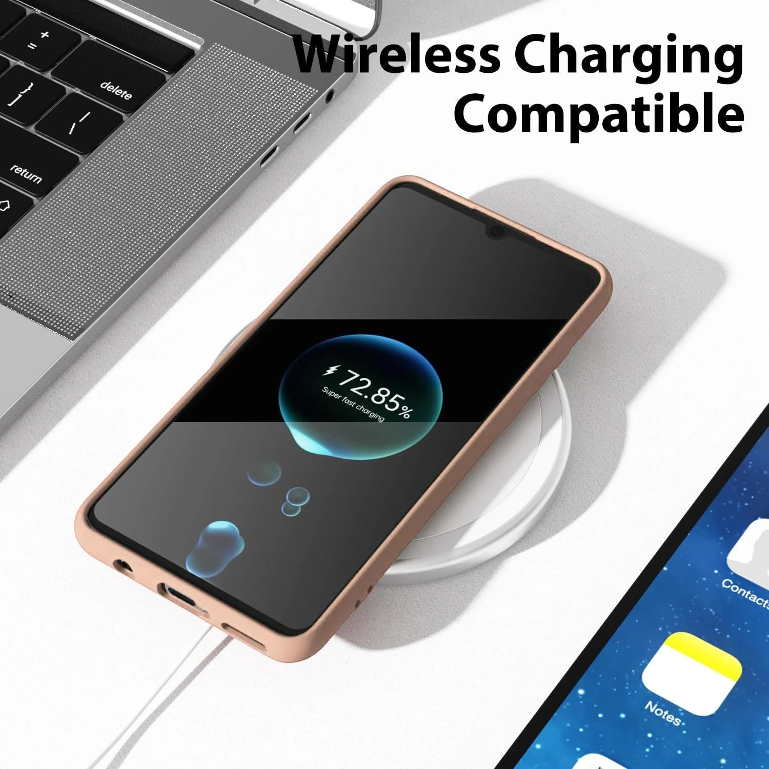 DL3 Mobilak Xiaomi Mi 9 Lite Case, Soft Flexible Liquid Silicone Gel Rubber Bumper Cover, Full Body Shockproof Protective Phone Case - Light Orange