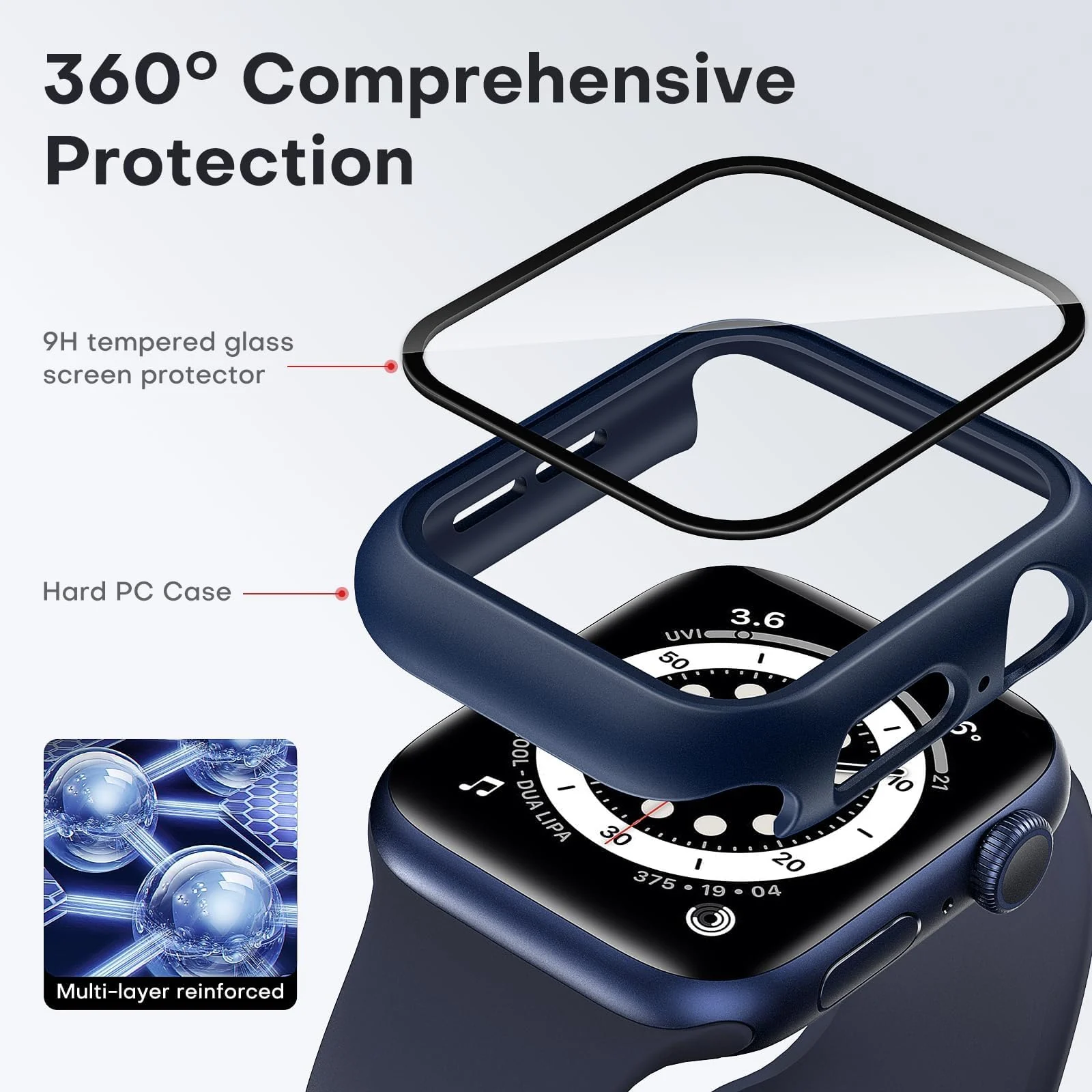 DL3 Mobilak Case with Screen Protector for Apple Watch Series 10 42mm, Bumper Full Coverage Hard PC Overall Protective Cover, Built-in Tempered Glass Film High Sensitivity - Blue