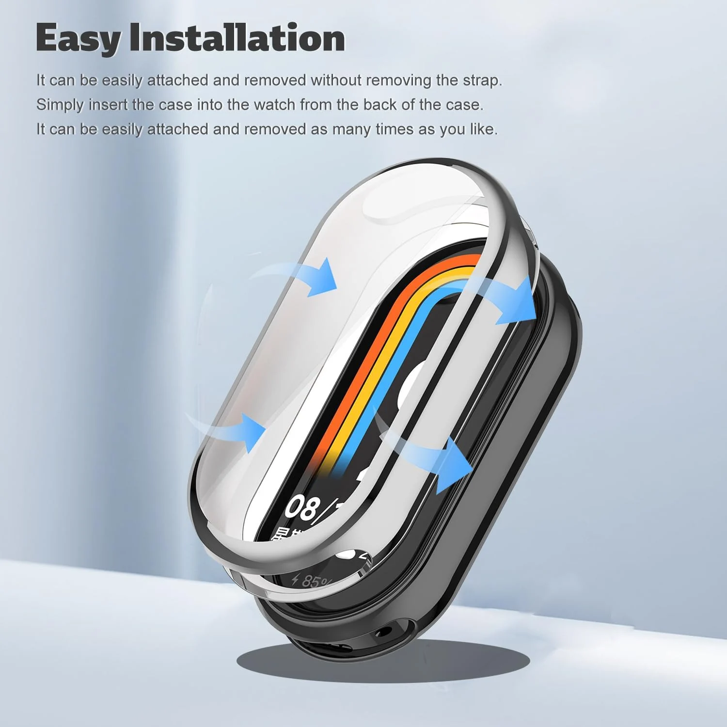 DL3 Mobilak Case Cover for Xiaomi Mi Band 10/9 / 8, Soft HD TPU Clear Film Case, Lightweight cover, Anti-Scratch and Anti-Fall for Protective Shell For Xiaomi Smart Band 10/9/8 - Silver