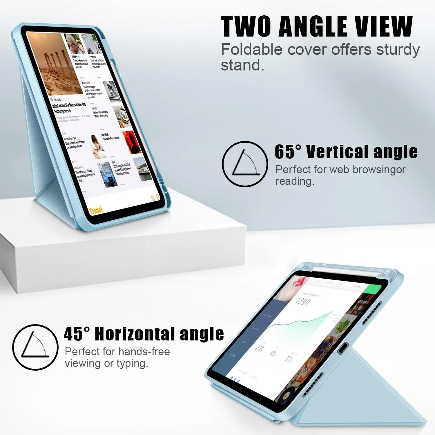 DL3 Mobilak Compatible with iPad 10.2-Inch (9th/8th/7th Generation, 2021/2020/2019) Case, Smart Stand, Pencil Holder, Shockproof Slim Lightweight Leather Cover, Modern Abstract Design - Sky Blue