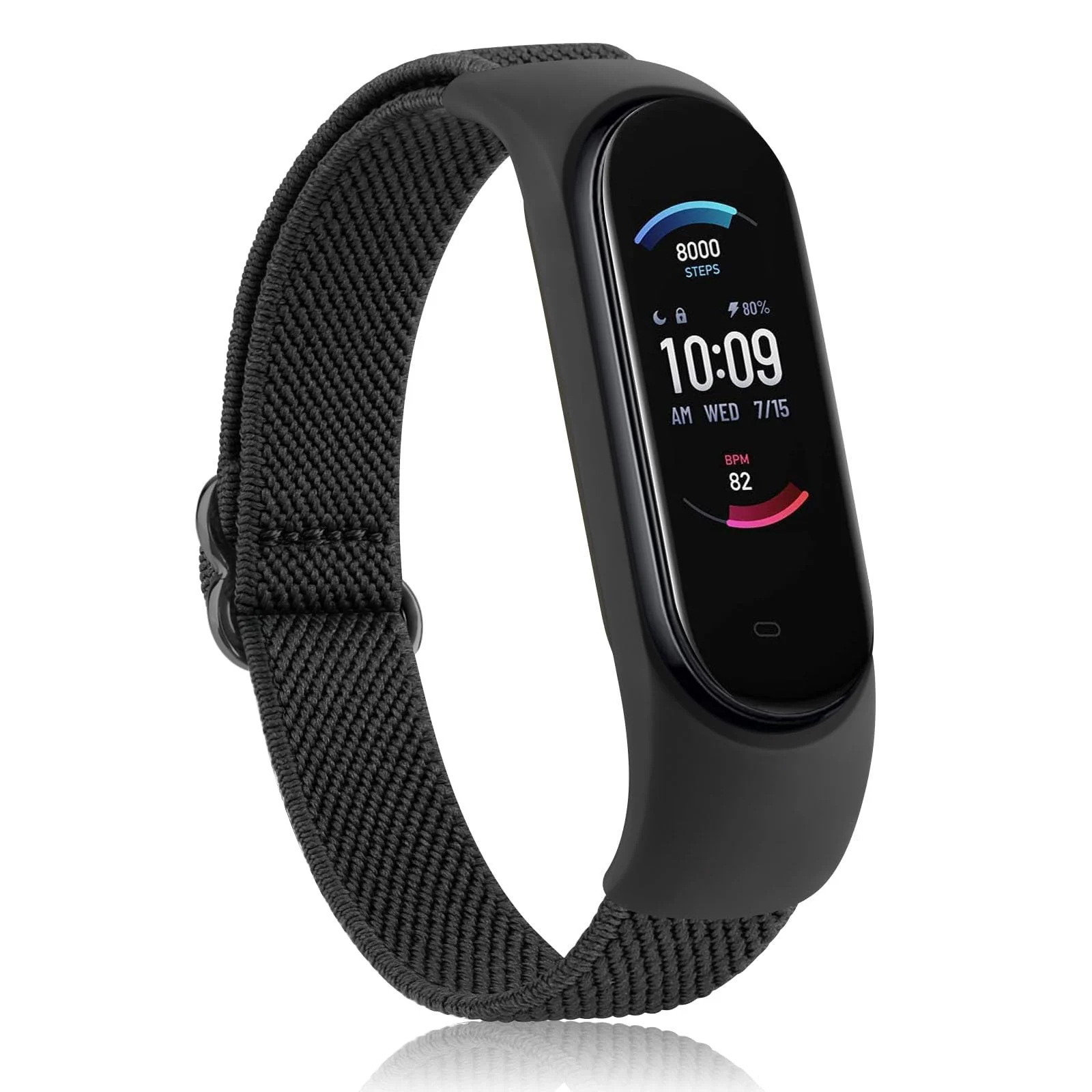DL3 Mobilak Nylon Loop Stretchy Strap for Xiaomi Mi Band 7/Mi Band 6/Mi Band 5/Mi Band 4/Mi Band 3, Adjustable Elastic Sport Band for Mi Band 7 6 5 4 3, Strap Smart Watch Accessories - Black