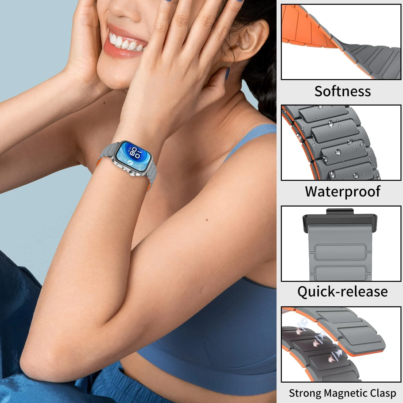 DL3 Mobilak Magnetic Strap for Huawei Watch Fit 4 Pro/Fit4/Fit 3 Replacement Straps Strong Silicone, Easy to Wear, Waterproof, Sporty, Daily Wear Watchbands for Men and Women - Pink