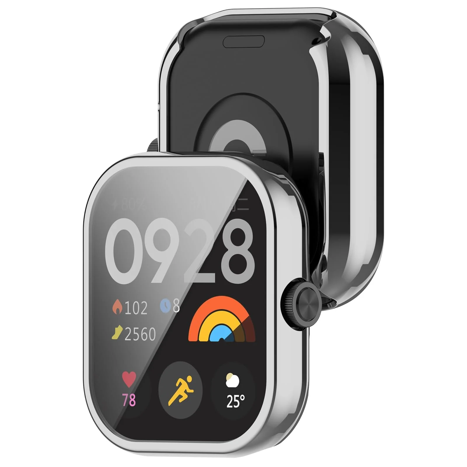 DL3 Mobilak Case Compatible with Xiaomi Redmi Watch 4 Case All-Around with Built-in Screen Protector Watch Soft TPU Shockproof Cover Slim Guard Thin Bumper Shell Protector - Silver