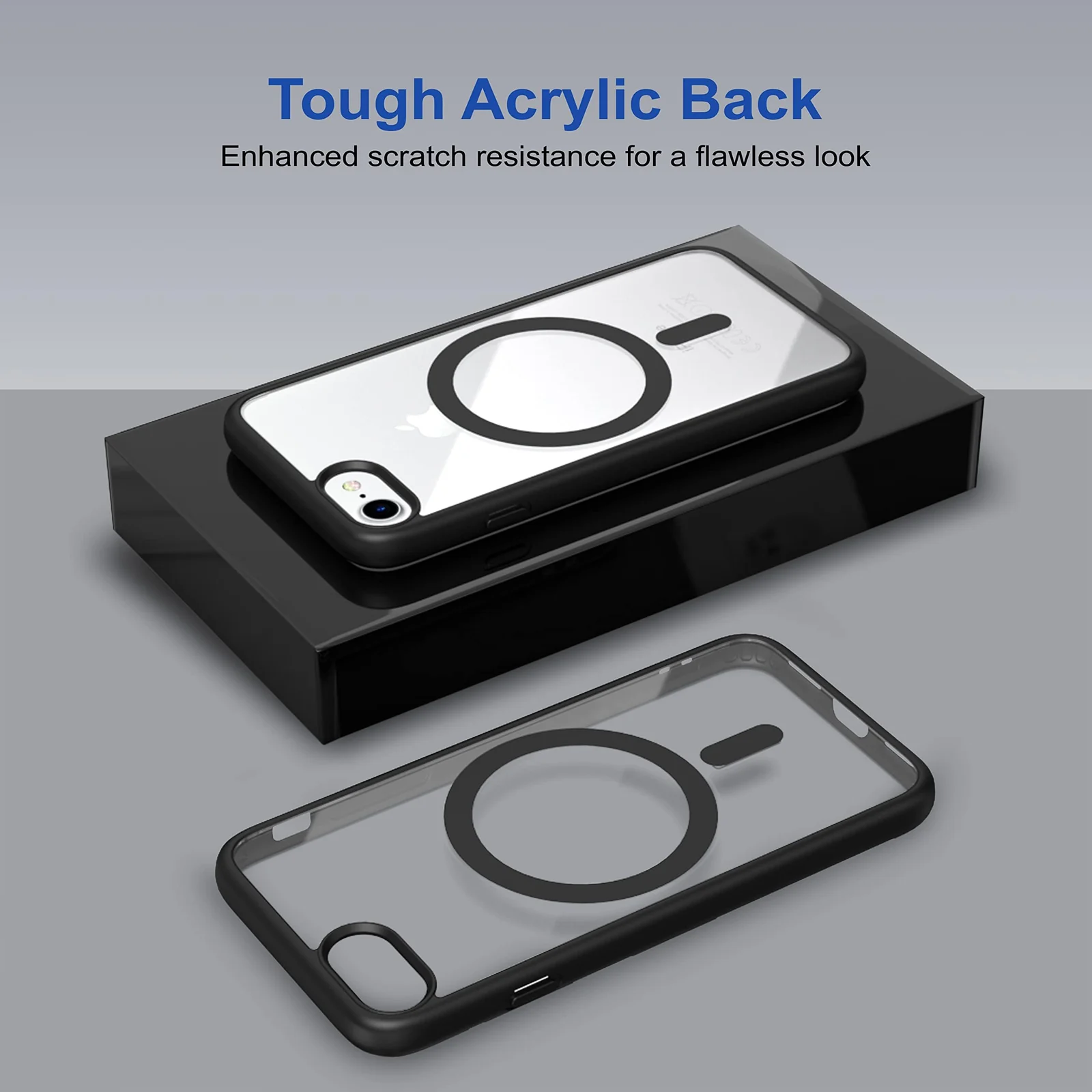 DL3 Mobilak Clear TPU Case for iPhone 7 Plus / 8 Plus, Compatible with MagSafe accessories, Camera protection, Shock-absorbing protection - Black