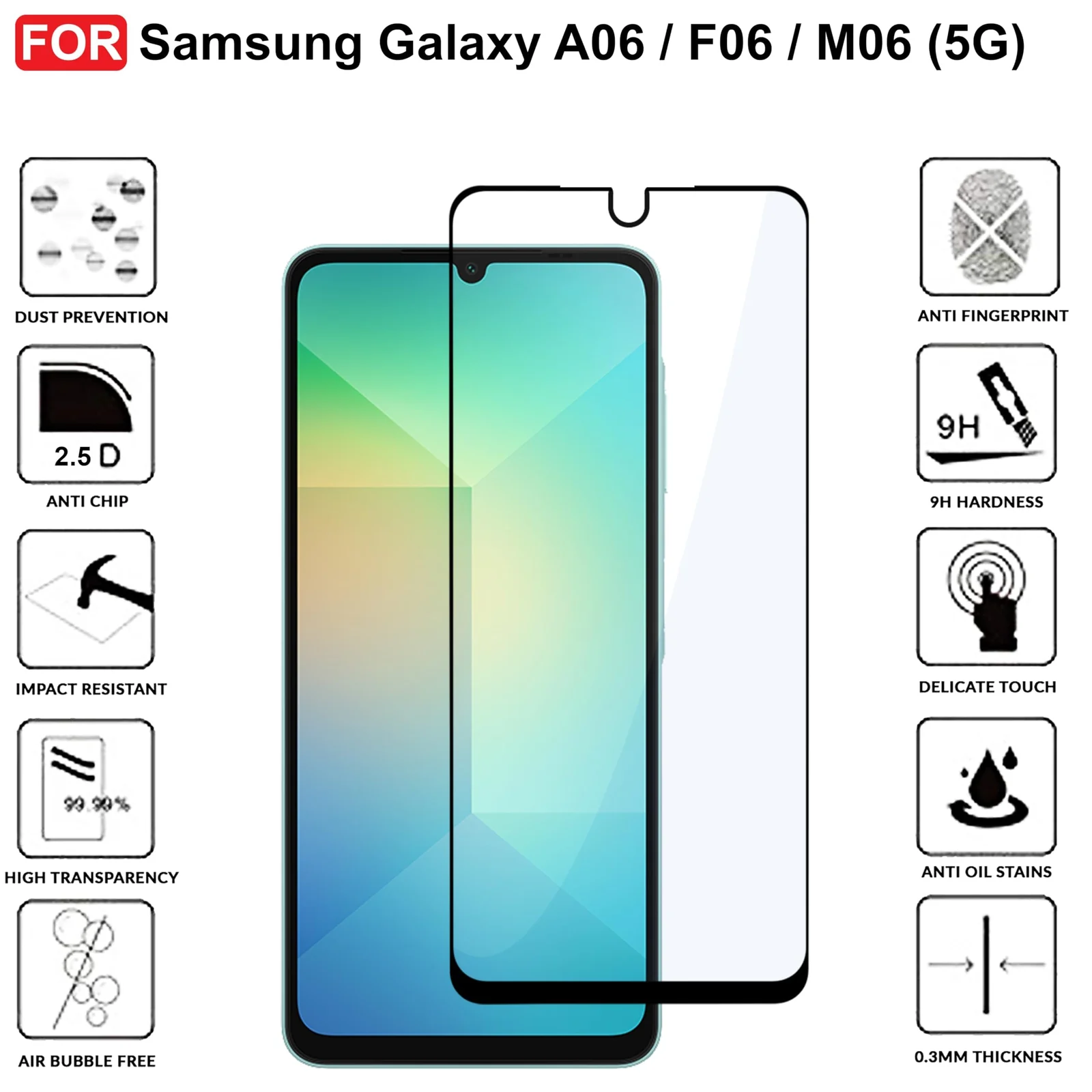 DL3 Mobilak for Samsung Galaxy A06 (4G)/ F06 (5G)/ M06 (5G) | Tempered Glass Screen Protector, 9H Hardness Anti-Scratch Tempered Glass flim, Case Friendly, Anti-Scratch - Clear