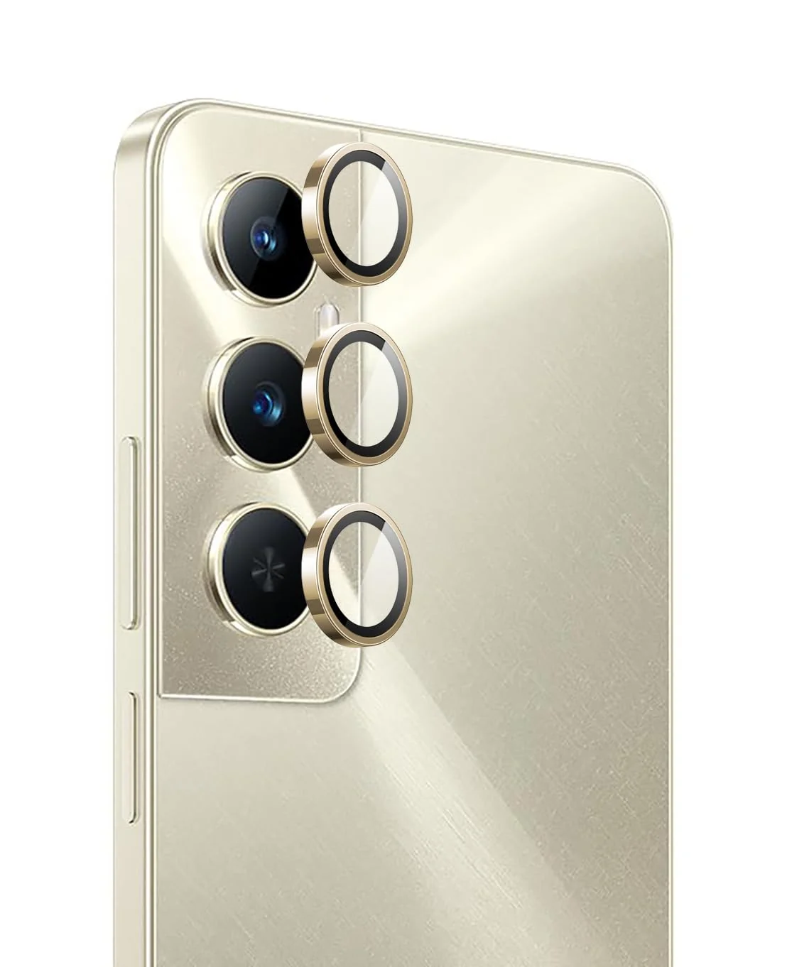 DL3 Mobilak Camera Lens Protector for realme C65 4G Accessories, 9H Tempered Glass Metal Individual Ring Camera Cover Screen Protector, Case Friendly, Anti Scratch - Gold