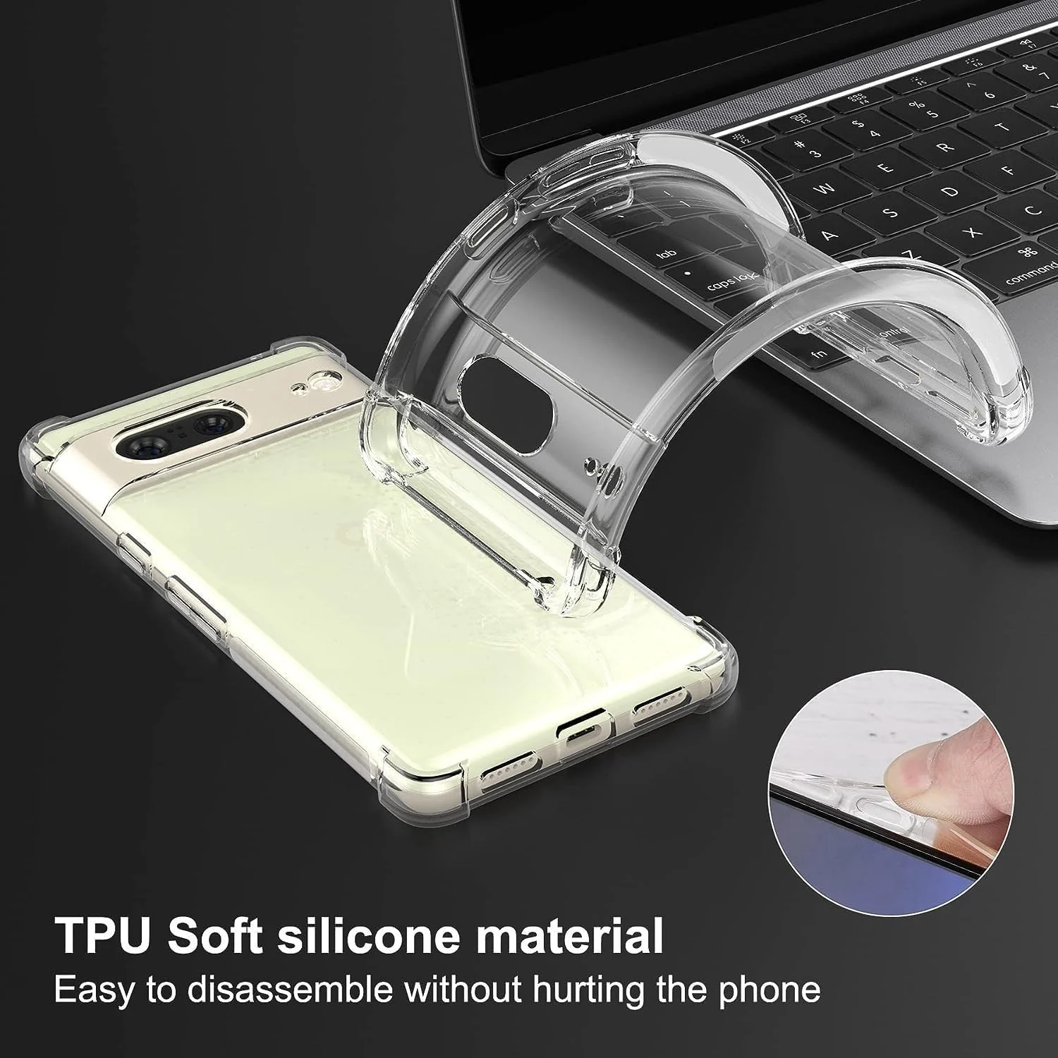 DL3 Mobilak Case Compatible with Google Pixel 8, Cover Silicone TPU Gorilla Anti-shock Protector Camera Shockproof Corners - Clear