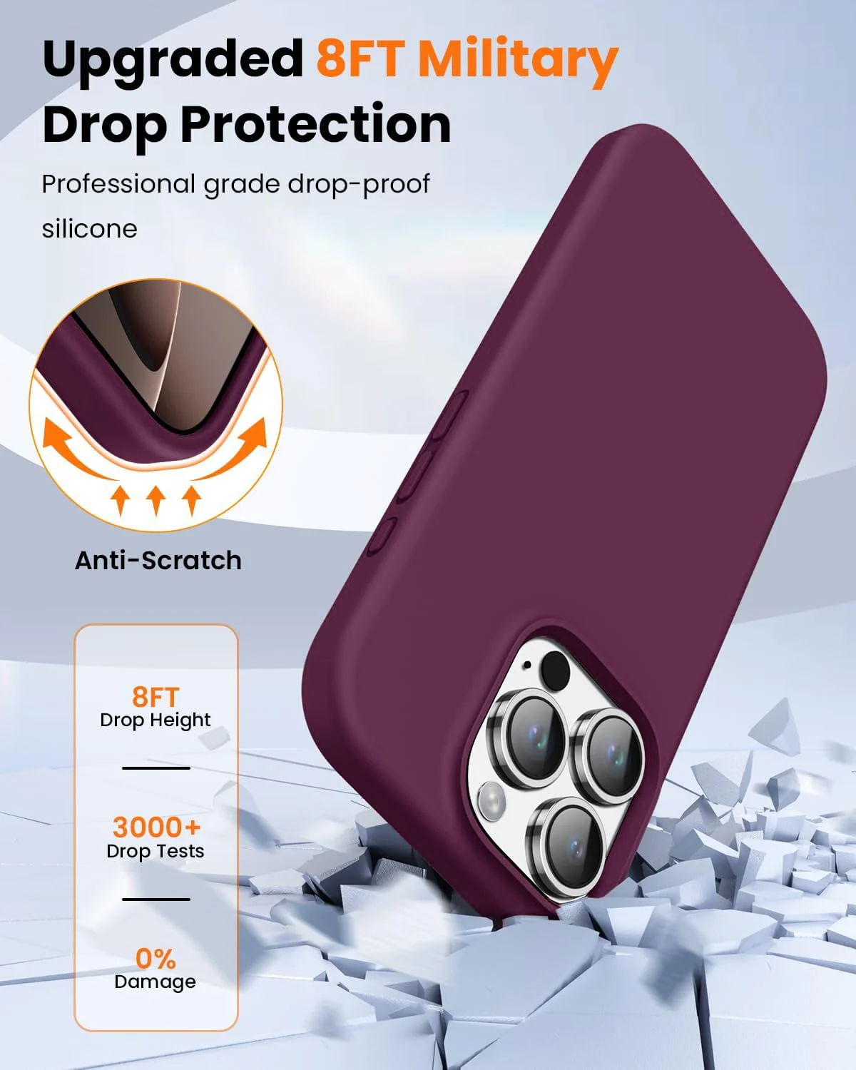 DL3 Mobilak Liquid Silicone Protective Case with Soft Microfiber Lining for iPhone 16 Pro - Wine Red
