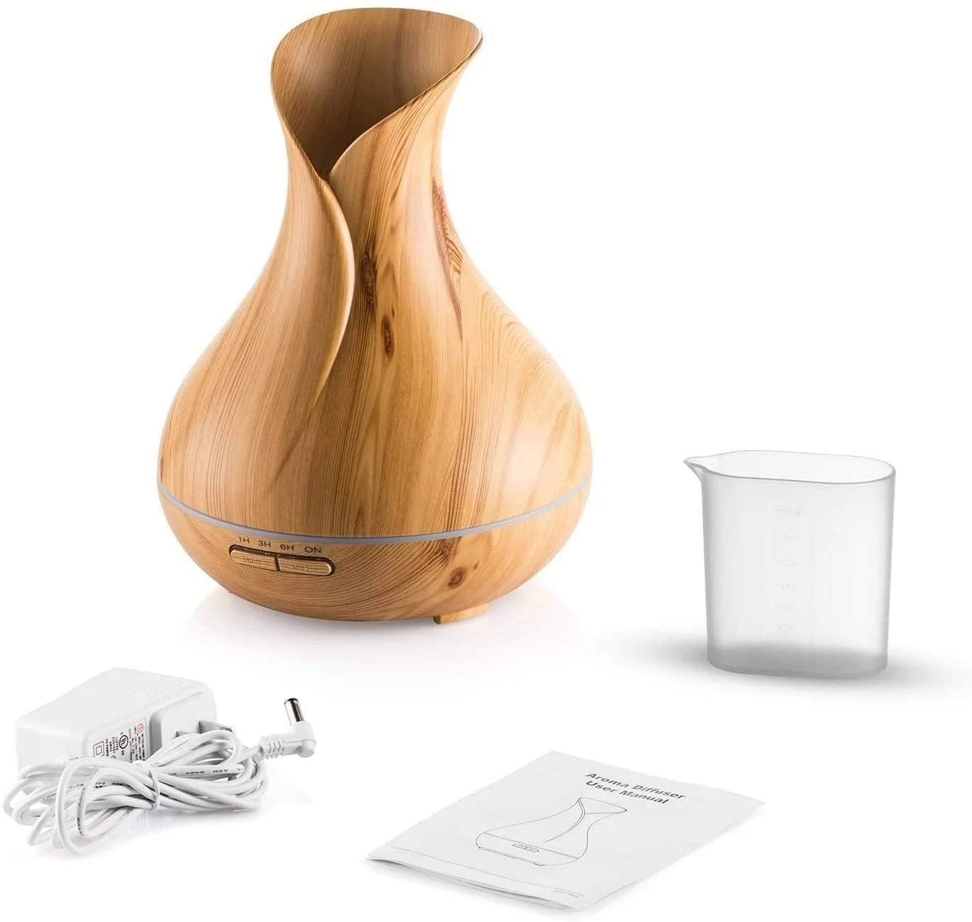 Mobigon Essential Oil Diffuser, Aromatherapy Diffuser 500ml with Remote Control, 4 Timer & Auto-Off Safety Switch, 7 Color LED Lights Mode, 10 Hours Quiet Humidifier for Bedroom - Light Woody