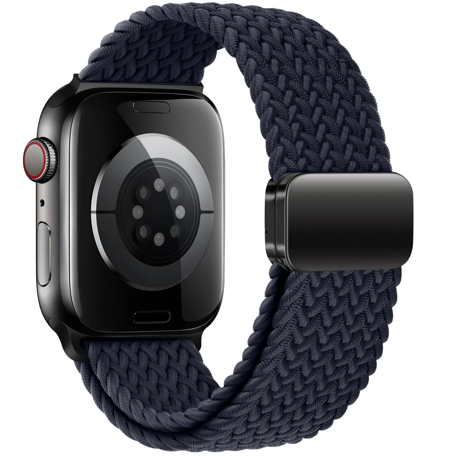 DL3 Mobilak Sport Solo Loop Compatible with Apple Watch Band 42mm 44mm 45mm 46mm 49mm for Women Men, Magnetic Strap Stretchy Braided Wristband for iWatch Series 11 10 9 8 7 6 5 4 3 Ultra 3 2 1 SE SE2 - Black