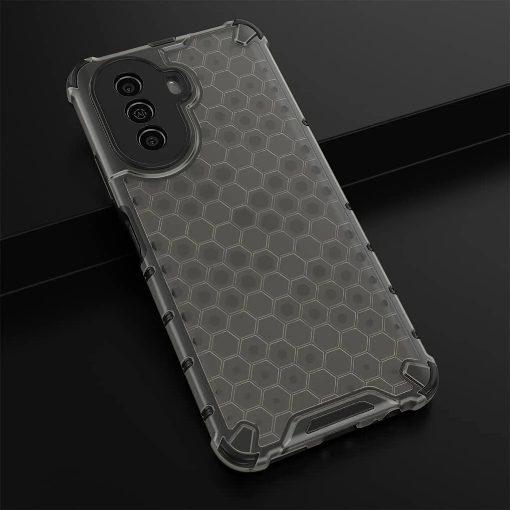 DL3 Mobilak Honeycomb Protective Case for Huawei Nova Y70 / Nova Y70 Plus, Shock-absorbing protection, Transparent design, Slim, lightweight profile - Black