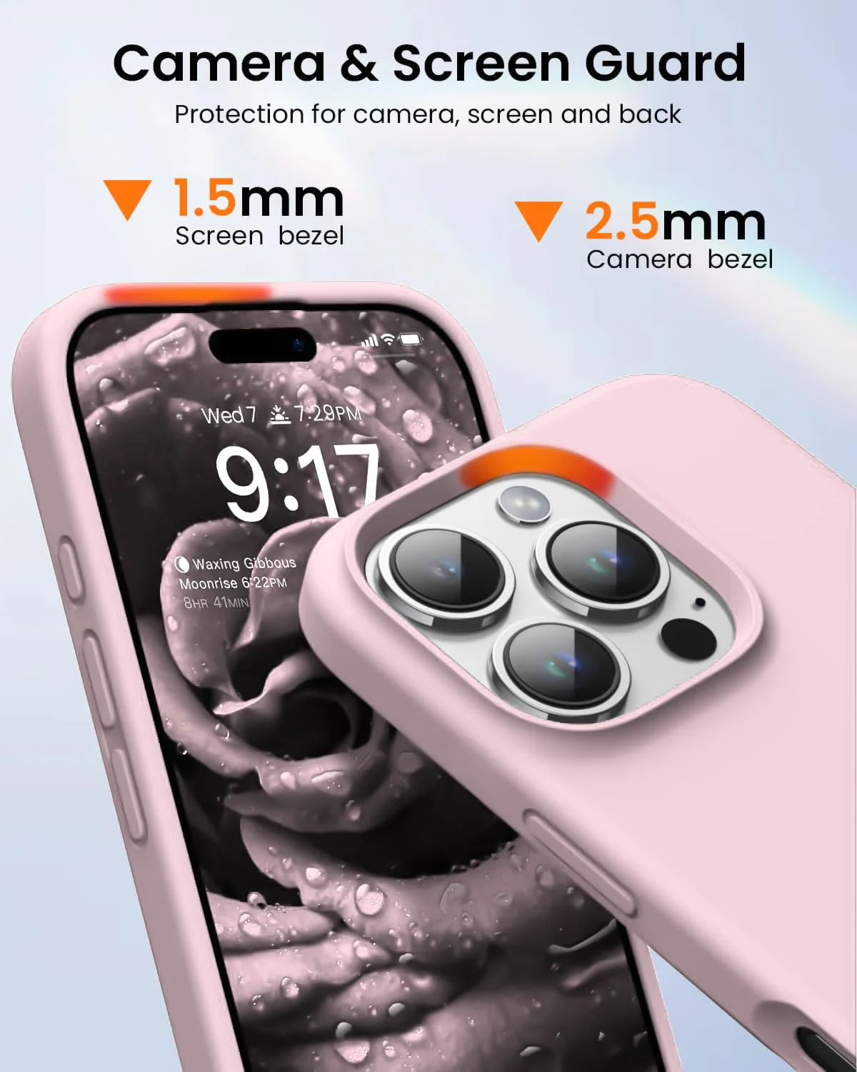 DL3 Mobilak Liquid Silicone Protective Case with Soft Microfiber Lining for iPhone 16 Pro Max - Chalk Pink