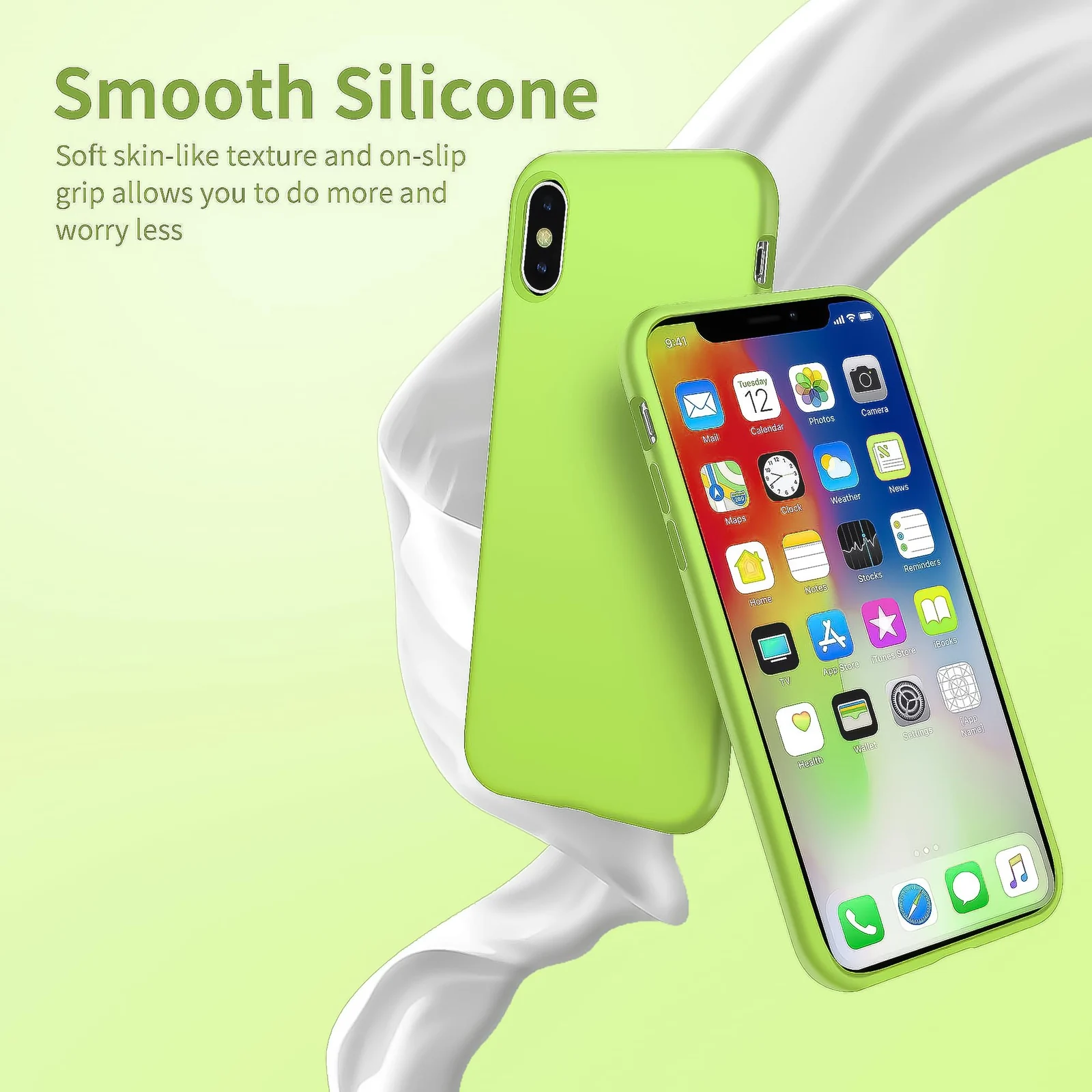 DL3 Mobilak Liquid Silicone Protective Case for iPhone X / iPhone XS with Camera Protection and Microfiber Lining - Lemon