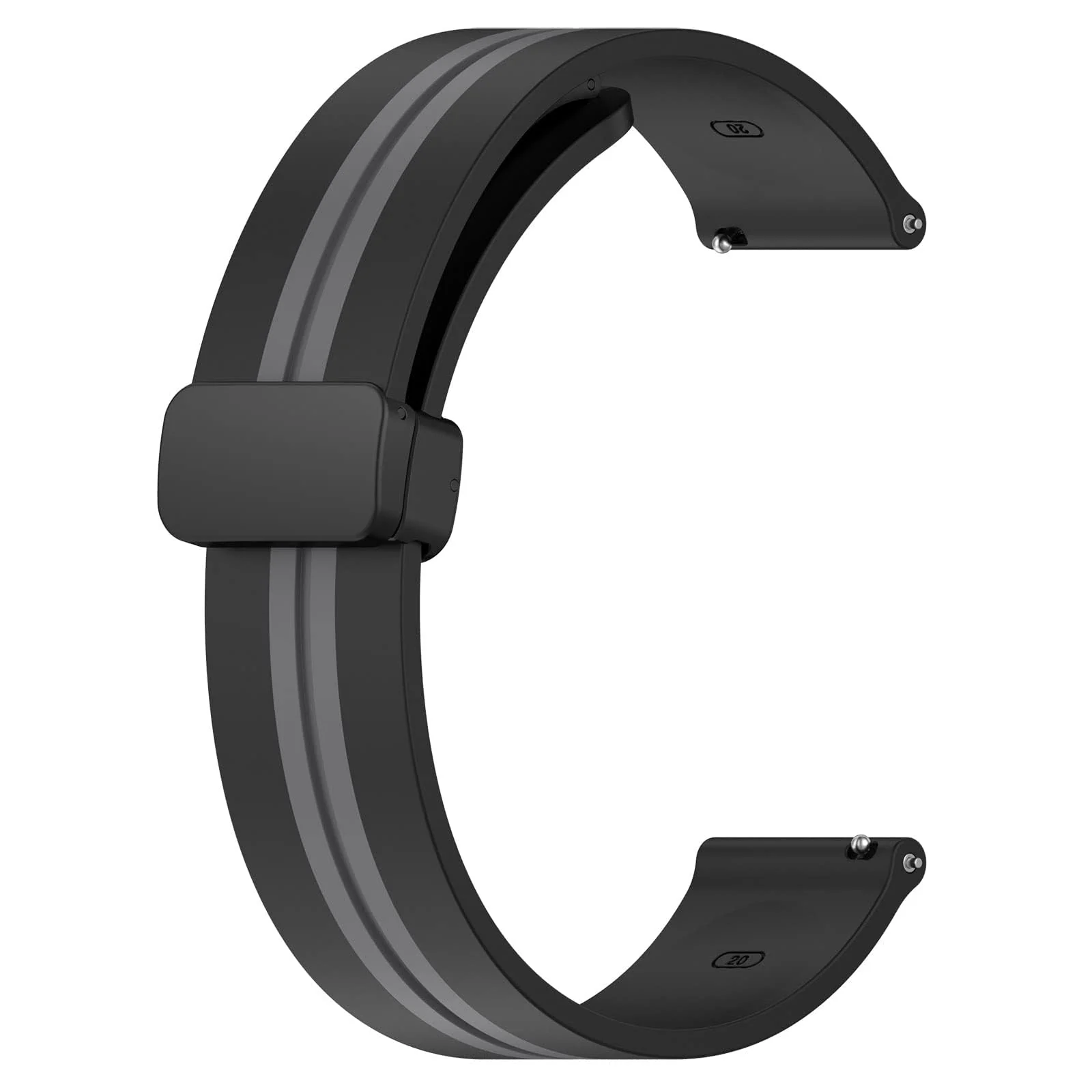 DL3 Mobilak Silicone Band Magnetic Clasp 22MM Strap For Samsung galaxy watch3 45mm /galaxy 46mm/Gear S3/Huawei watch GT3 46MM/GT2E/GT2 Pro/GT GT2 46MM/Amazfit GTR 3/4 (A. ) - A.Black Gray