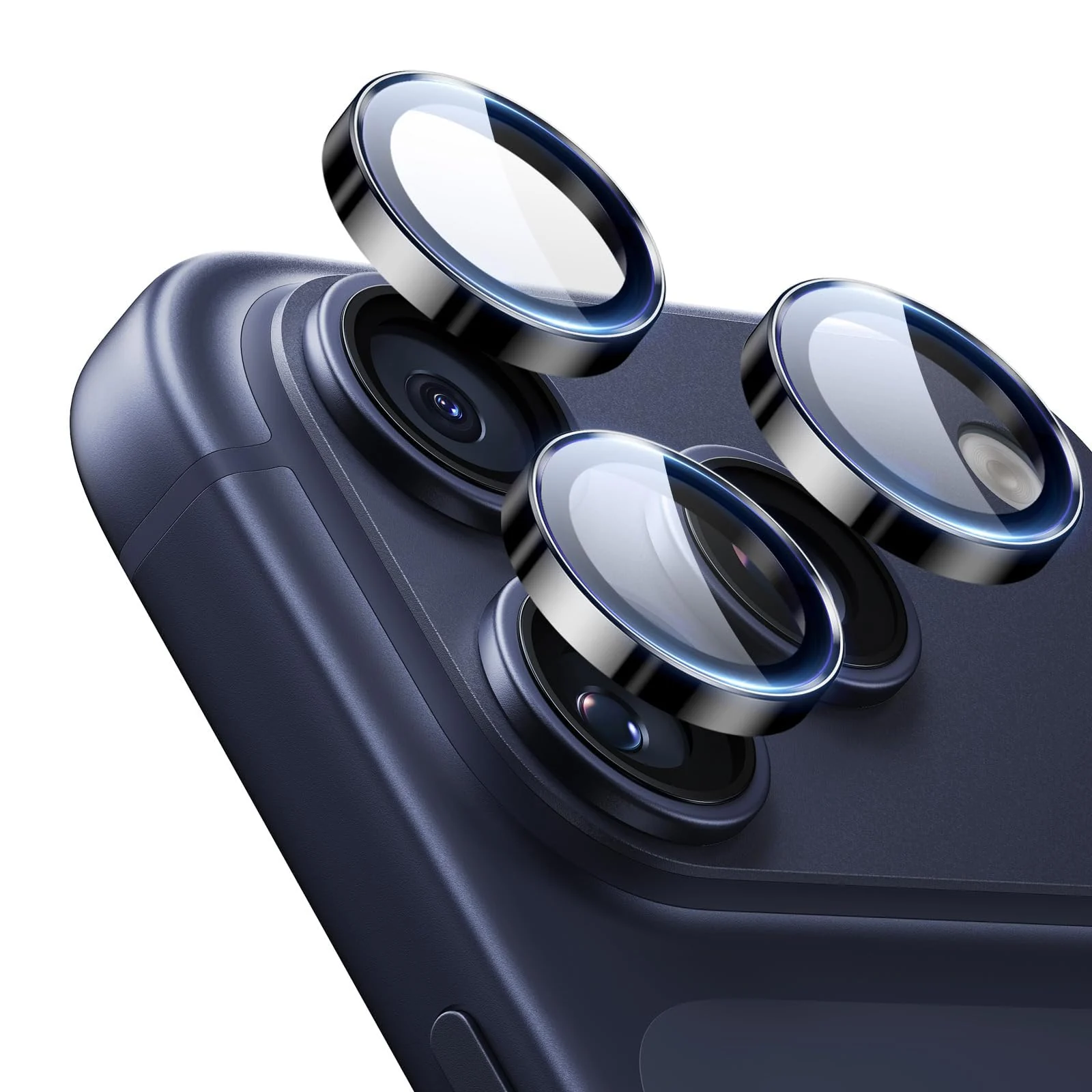 DL3 Mobilak Camera Lens Protector For iPhone 17 Pro/iPhone 17 Pro Max, [Keep Original Shooting] Tempered Glass Screen Protector Metal Individual Camera Cover, Case Friendly - Black