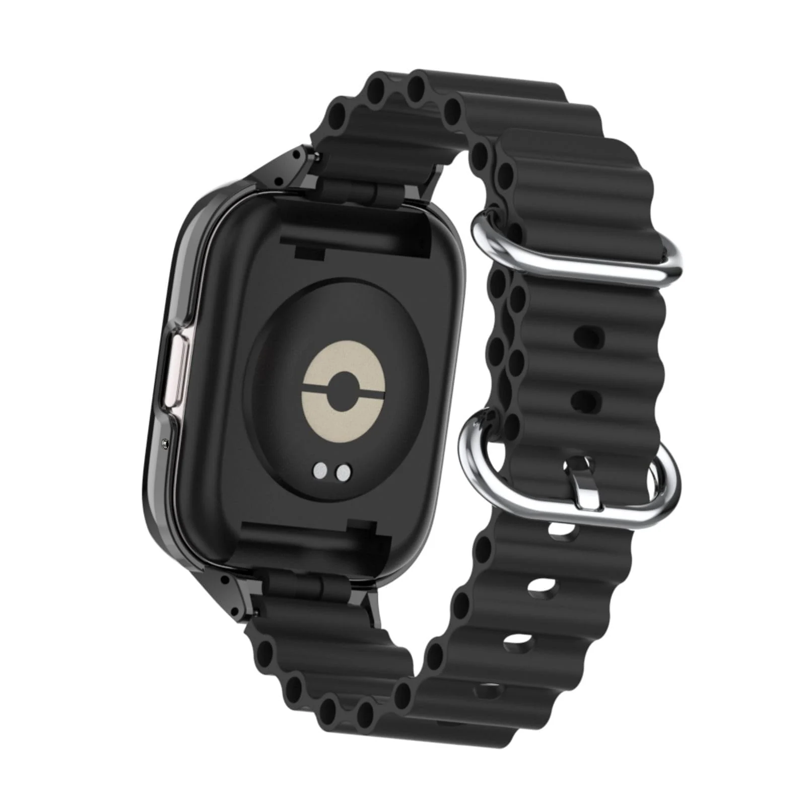 DL3 Mobilak Ocean Strap Compatible with Xiaomi Redmi Watch 3 Lite/Redmi Watch 3 Active, Adjustable Silicone Strap with Metal Buckle, Band With Frame Metal Women Men Replacement Strap - Black