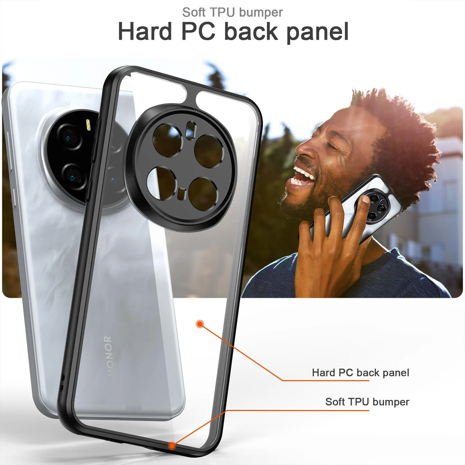 DL3 Mobilak Soft Silicone Protective Case for Honor Magic 7 Pro 5G with Camera Protection and Military-Grade Protection - Black