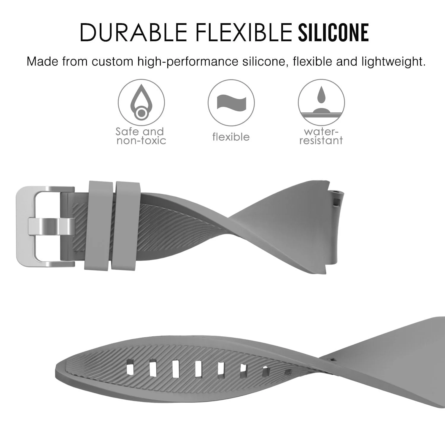 DL3 Mobilak Sport Silicone Band 20MM Strap For Samsung Gear Sport/Watch 6/5/4/5 Pro 45mm/S2 classic/active 2 40mm 44mm/Amazfit GTS/2/2e/GTS3/3 Pro/2 Mini/3 Mini/Bip 3/Bip 3 Pro - Gray
