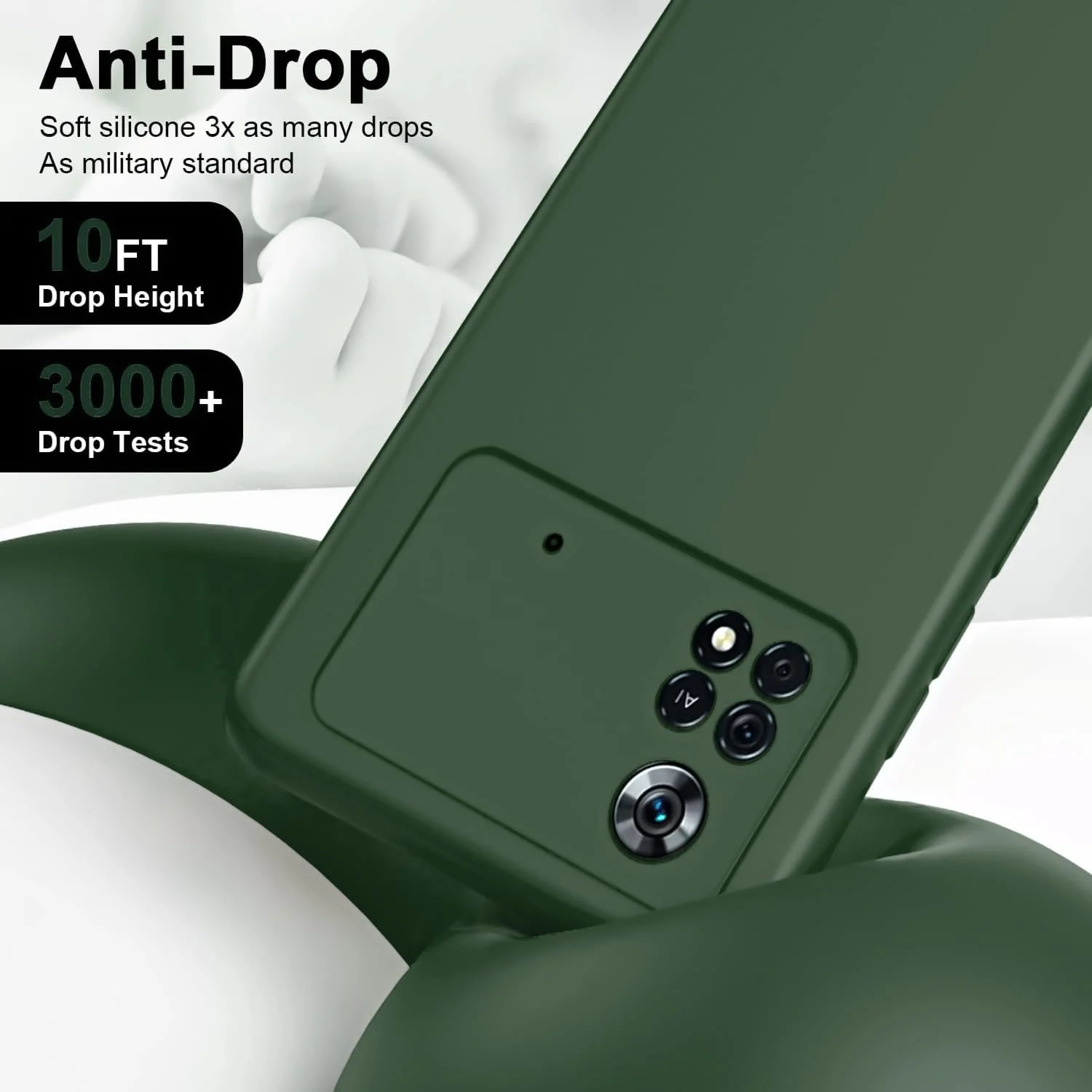 DL3 Mobilak Liquid Silicone Protective Case with Soft Microfiber Lining with Full Camera Protection for Xiaomi Poco X4 Pro 5G - Green
