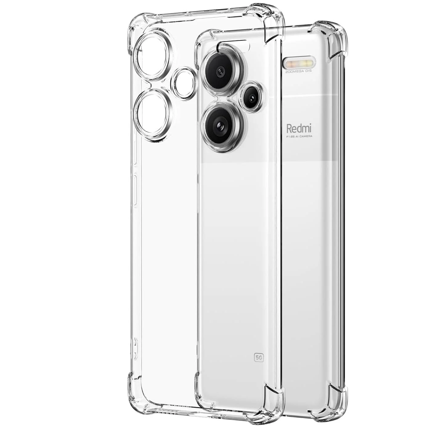 DL3 Mobilak Clear TPU Protective Case for Xiaomi Redmi Note 13 Pro+ Plus 5G with Camera Protection and Shockproof Design - Clear