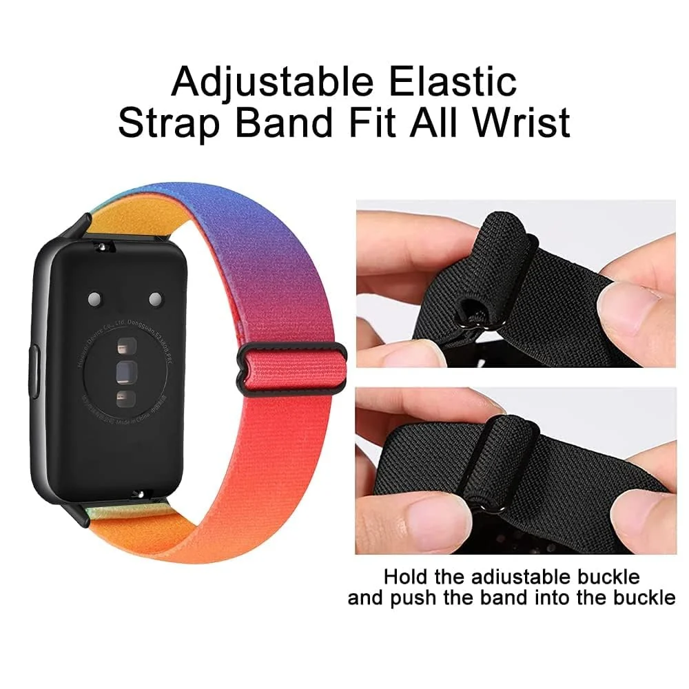 DL3 Mobilak Elastic Straps Compatible with Honor Band 6/Huawei Band 6 Pro/Huawei Band 6 Men Women, Adjustable Stretchy Bracelets Sport Nylon Replacement Bracelet - Black