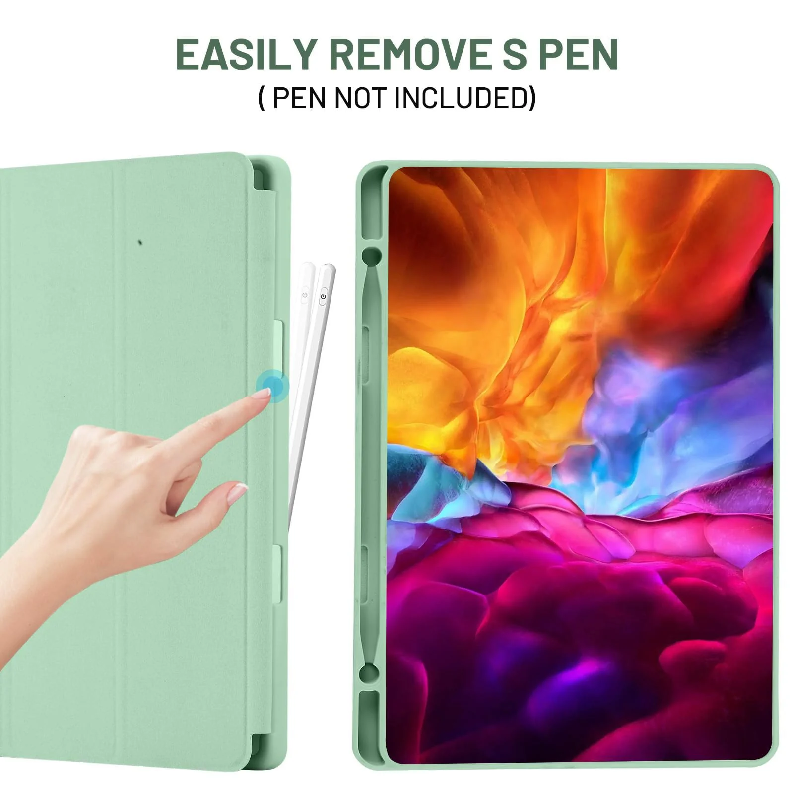 DL3 Mobilak Xiaomi Pad 6/Pad 6 Pro Case with Pen Holder 11.0 inch 2023, Soft TPU Back Trifold Stand Protective Smart Cover Flip for Xiaomi Pad 6/Pad 6 Pro, Auto Wake&Sleep - Mint Green