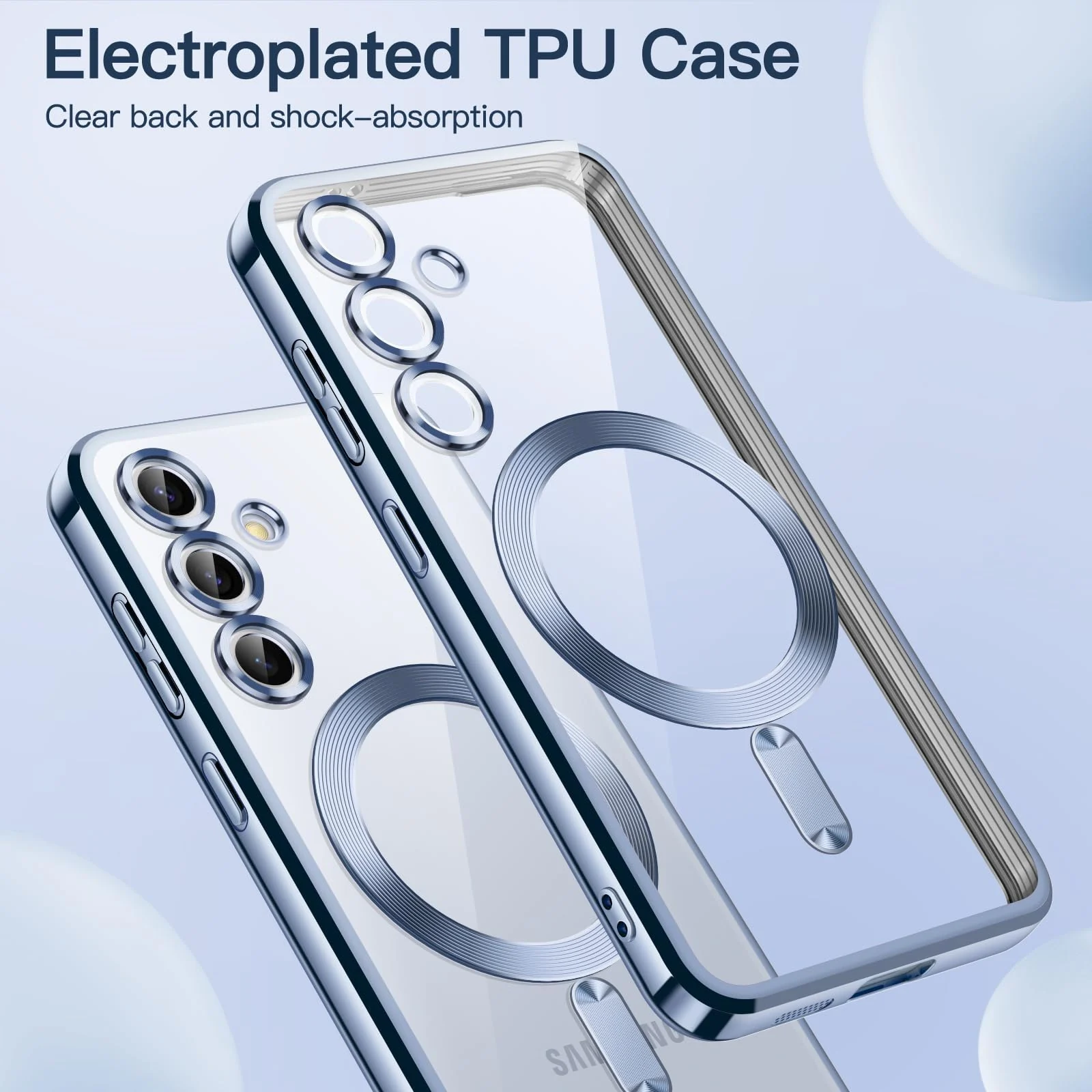 "DL3 Mobilak Samsung Galaxy S23 Fe Case [Compatible with MagSafe] Clear Magnetic Plated Slim Thin Shockproof Soft TPU Bumper Protective Phone Case Cover for Galaxy S23 Fe 5G 6.4"" 2023 - Sierra Blue"