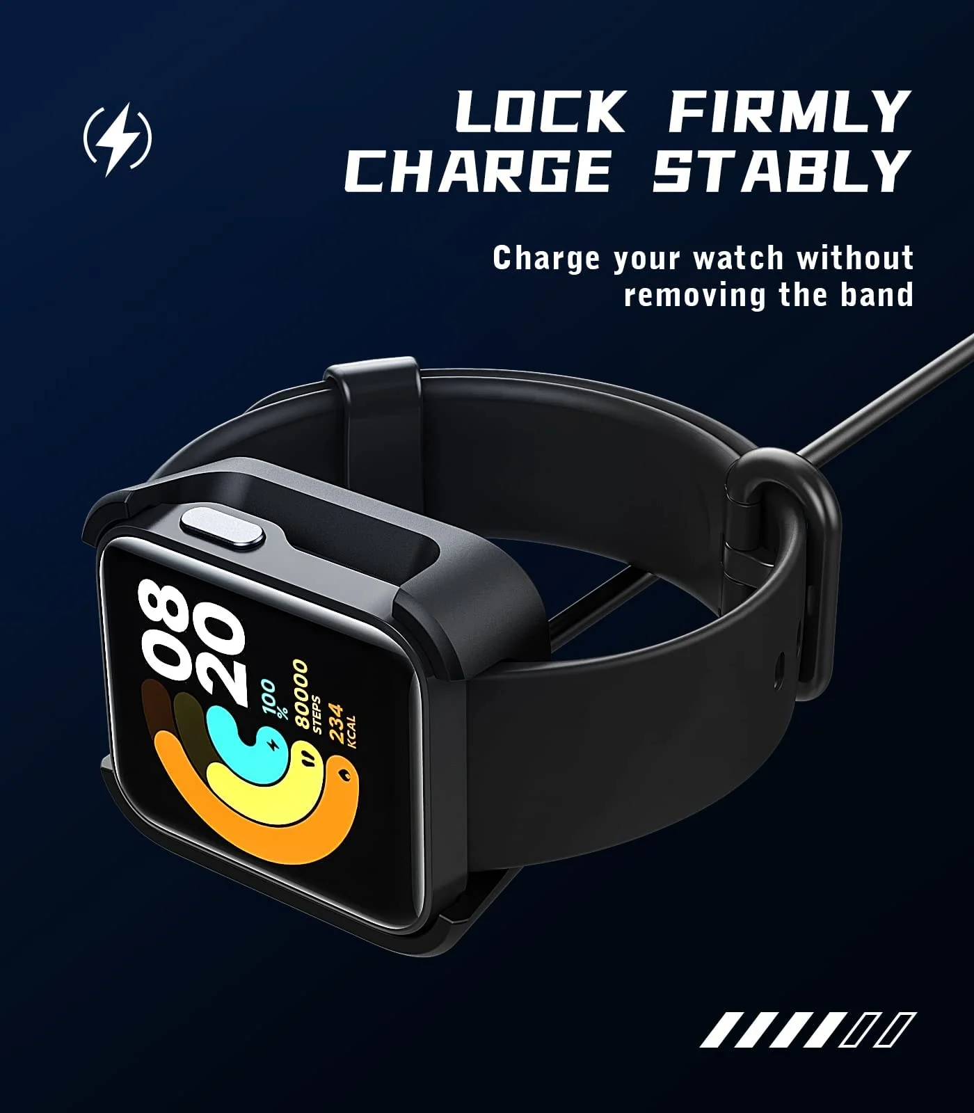 DL3 Mobilak Charger Compatible with Xiaomi Mi Watch Lite/Redmi Watch, Portable Charging Dock with USB Cable Cord 1M - Black