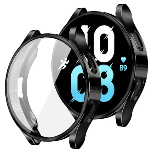 Dl3 Mobilak Case Compatible with Samsung Galaxy Watch 4 40MM 2021 & Watch 5 40MM 2022 Case All-Around Screen Protector Watch Soft TPU Shockproof Cover Slim Guard Thin Bumper Shel Protector (Black)