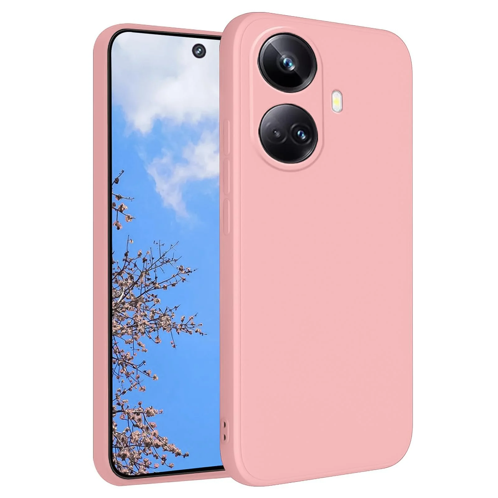 DL3 Mobilak Soft Silicone Protective Case for realme 10 pro plus with Microfiber Lining and Shockproof Design - Pink Sand
