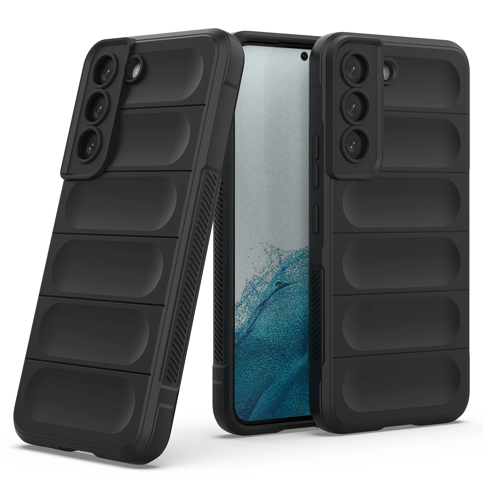 DL3 Mobilak Silicone Case for Samsung Galaxy S21 FE Heavy Duty Protective [Slim Fit] Shockproof Soft Flexible Protective Design Shock-Absorption TPU Cover With Camera Protection - Black