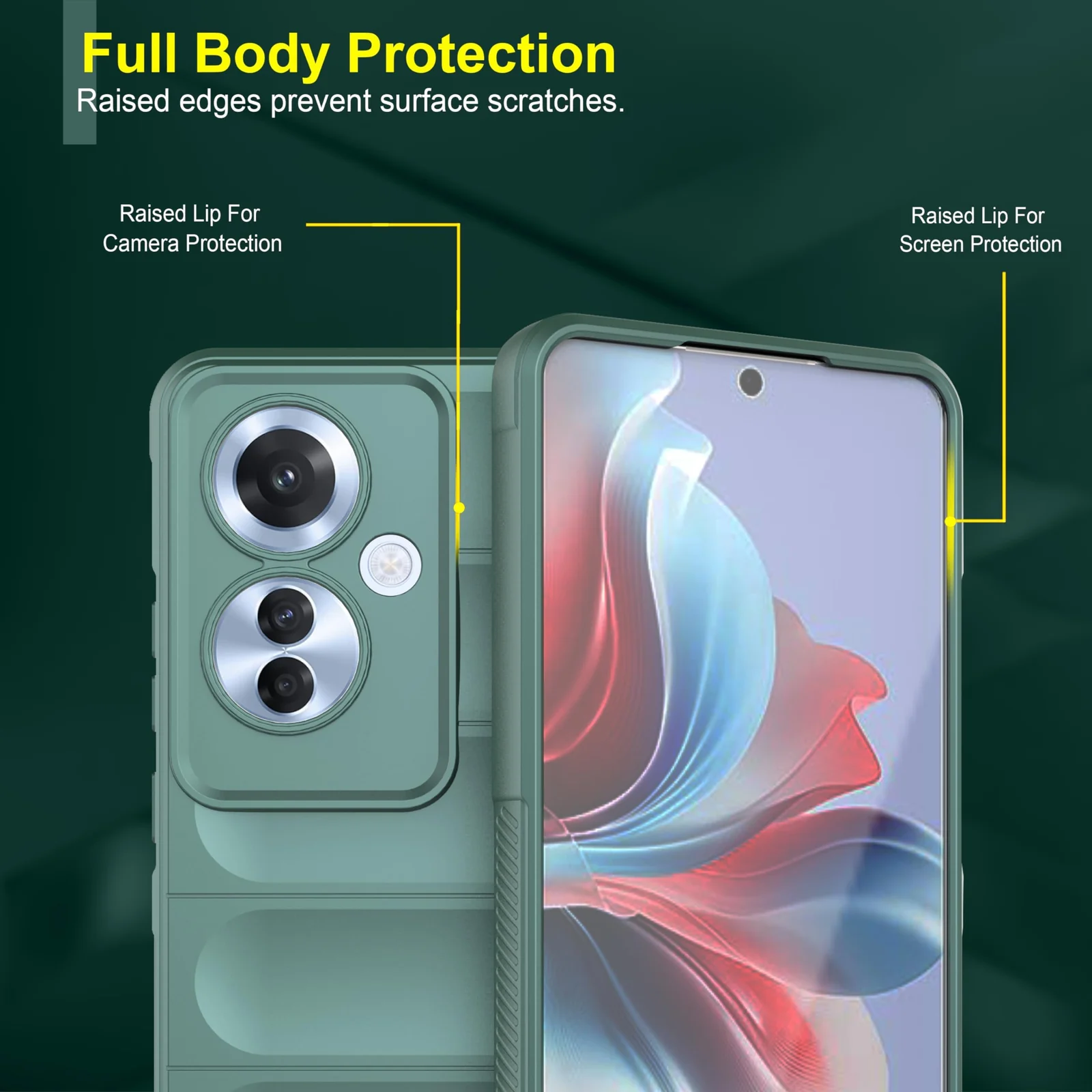 DL3 Mobilak Rugged Protective Case for OPPO Reno 11F / Reno11 F 5G, Camera protection, Shock-absorbing protection, Non-slip grip - Green