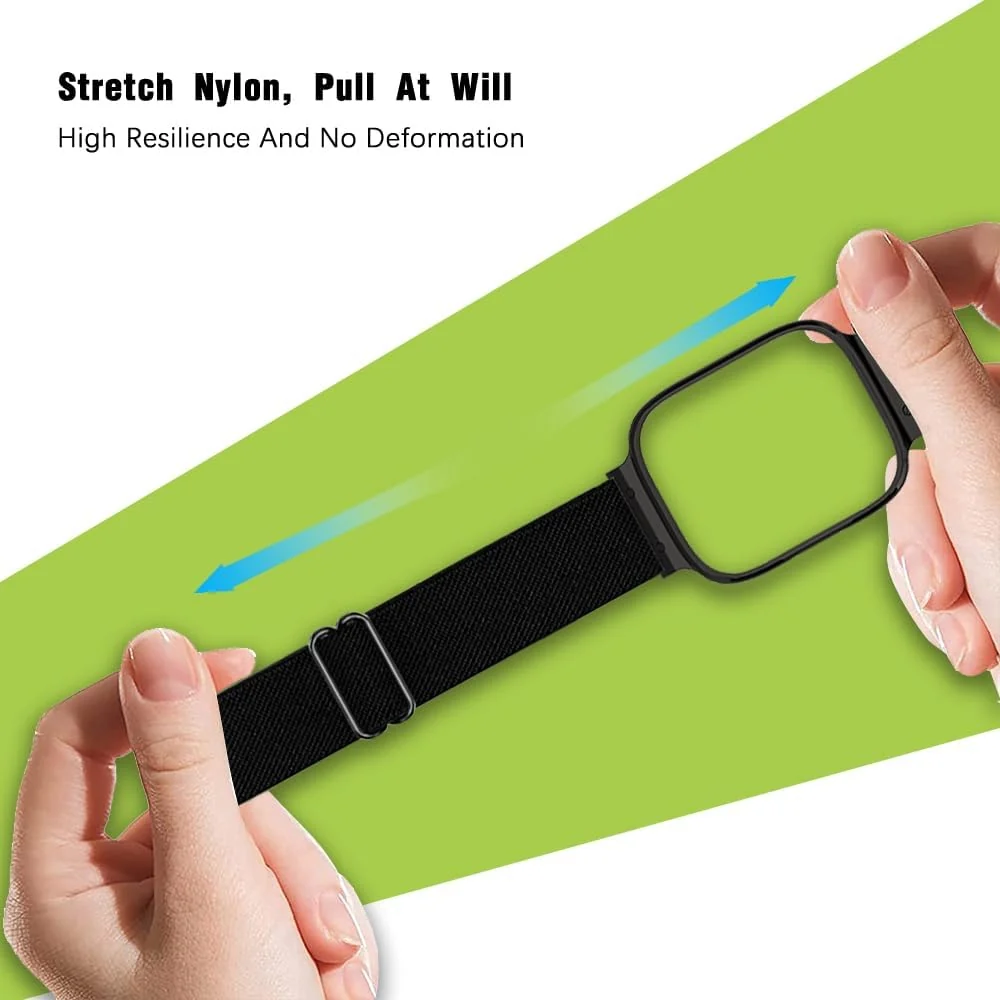 DL3 Mobilak Nylon Strap For Xiaomi Redmi Watch 3 Active/Redmi Watch 3 Lite, Soft Elastic Nylon Straps, Adjustable Stretchy Sports Replacement Bracelets Wristbands for Women Men - Black