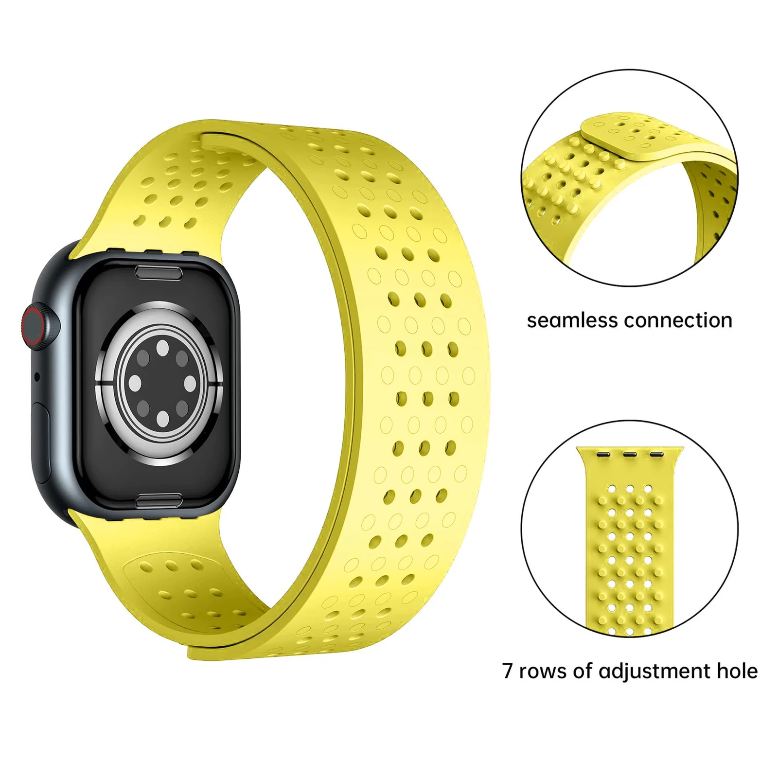 DL3 Mobilak Soft Silicone Band For Apple Watch Ultra Bands 49mm 45mm 44mm 42mm, Sport Replacement Wristband No Clasps for iWatch Series 8 ultra 7 6 5 4 SE 3 2 Women Men, Waterproof Strap - Yellow